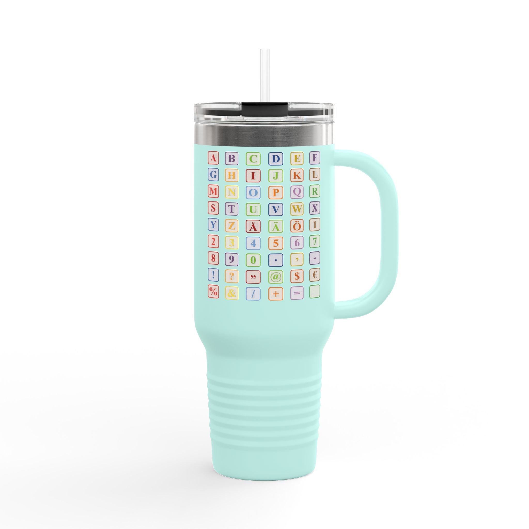 Pastel Baby Blocks Alphabet, Travel Mug