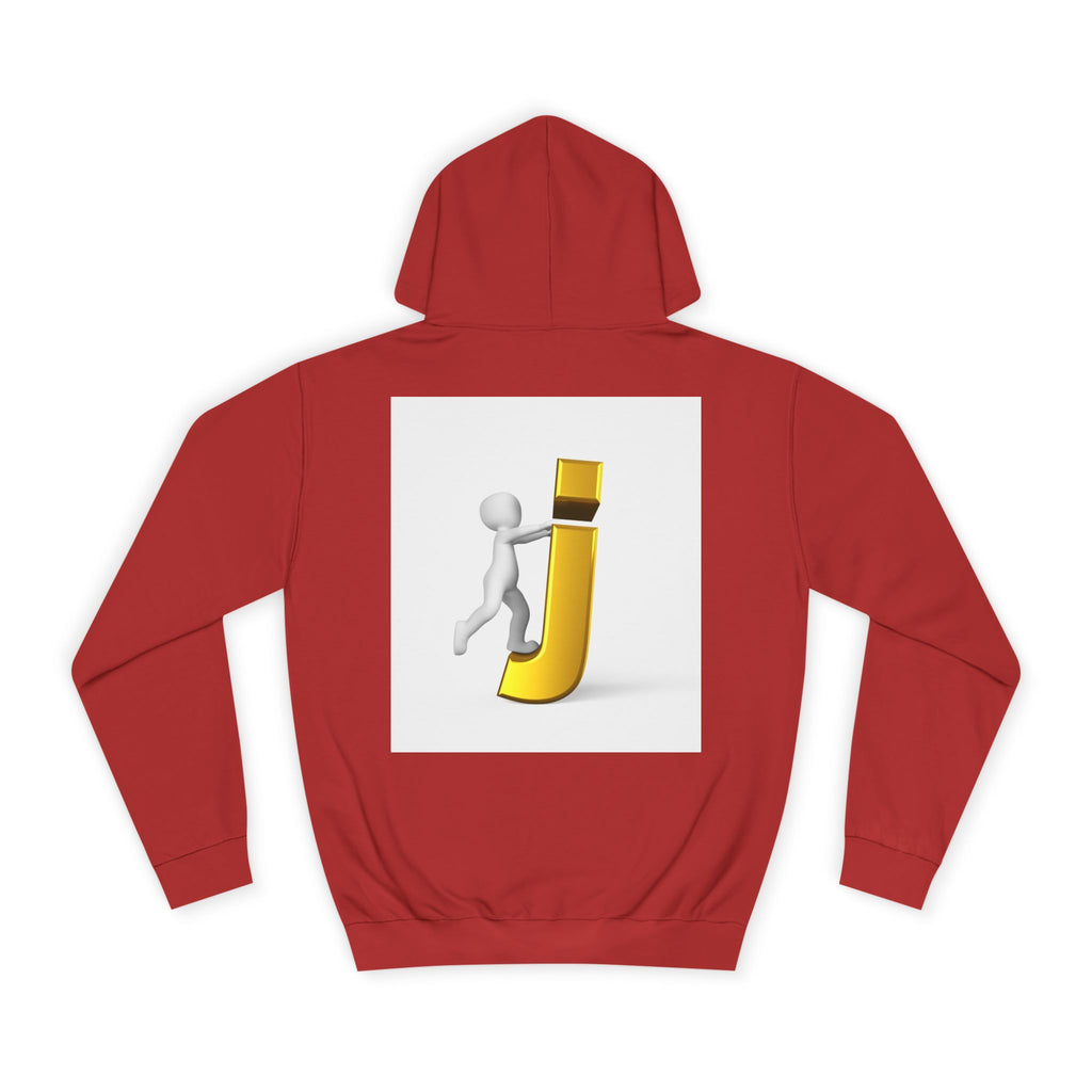 3D Stick Figure Riding Gold Letter J Hoodie | Initial Monogram Letter J