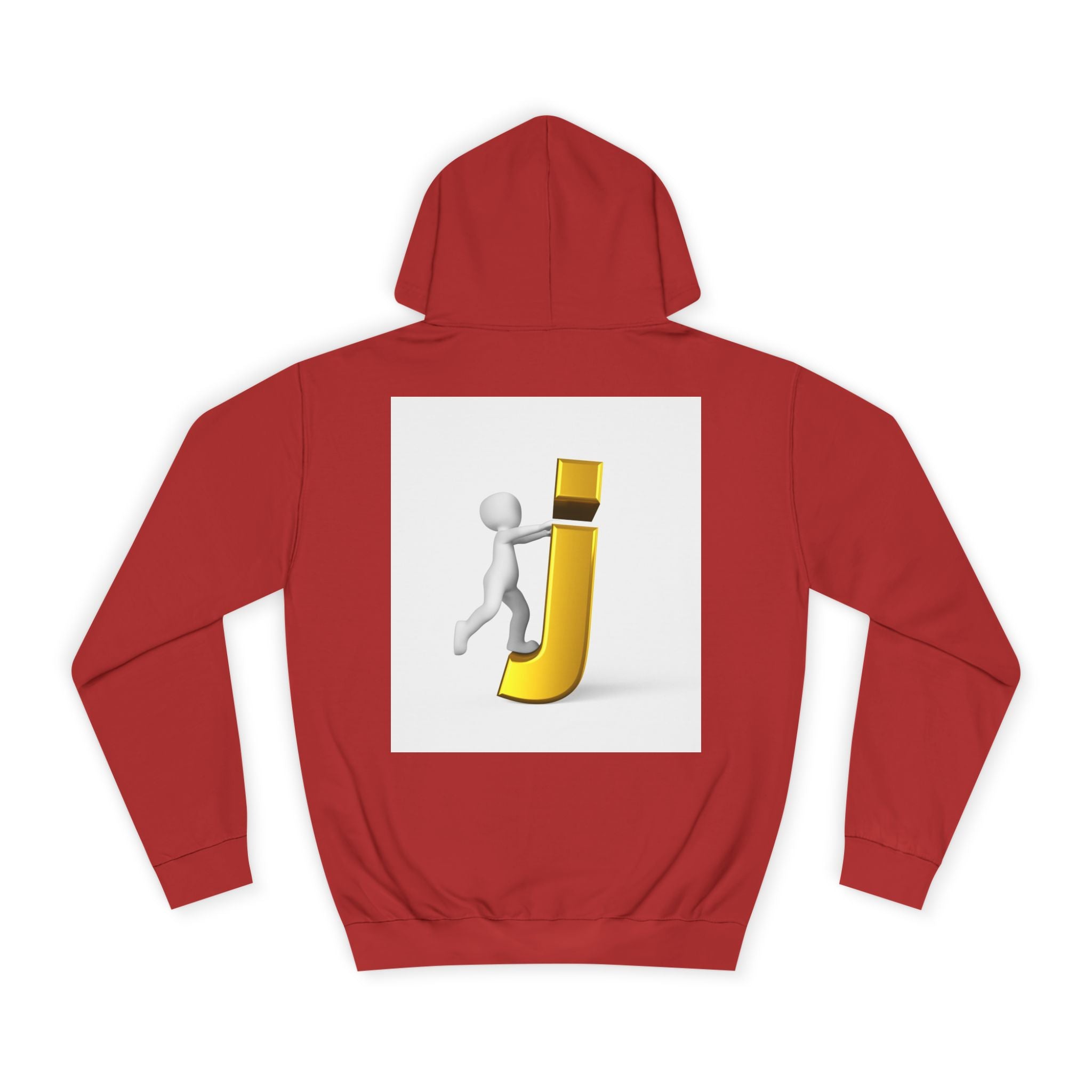 3D Stick Figure Riding Gold Letter J Hoodie | Initial Monogram Letter J