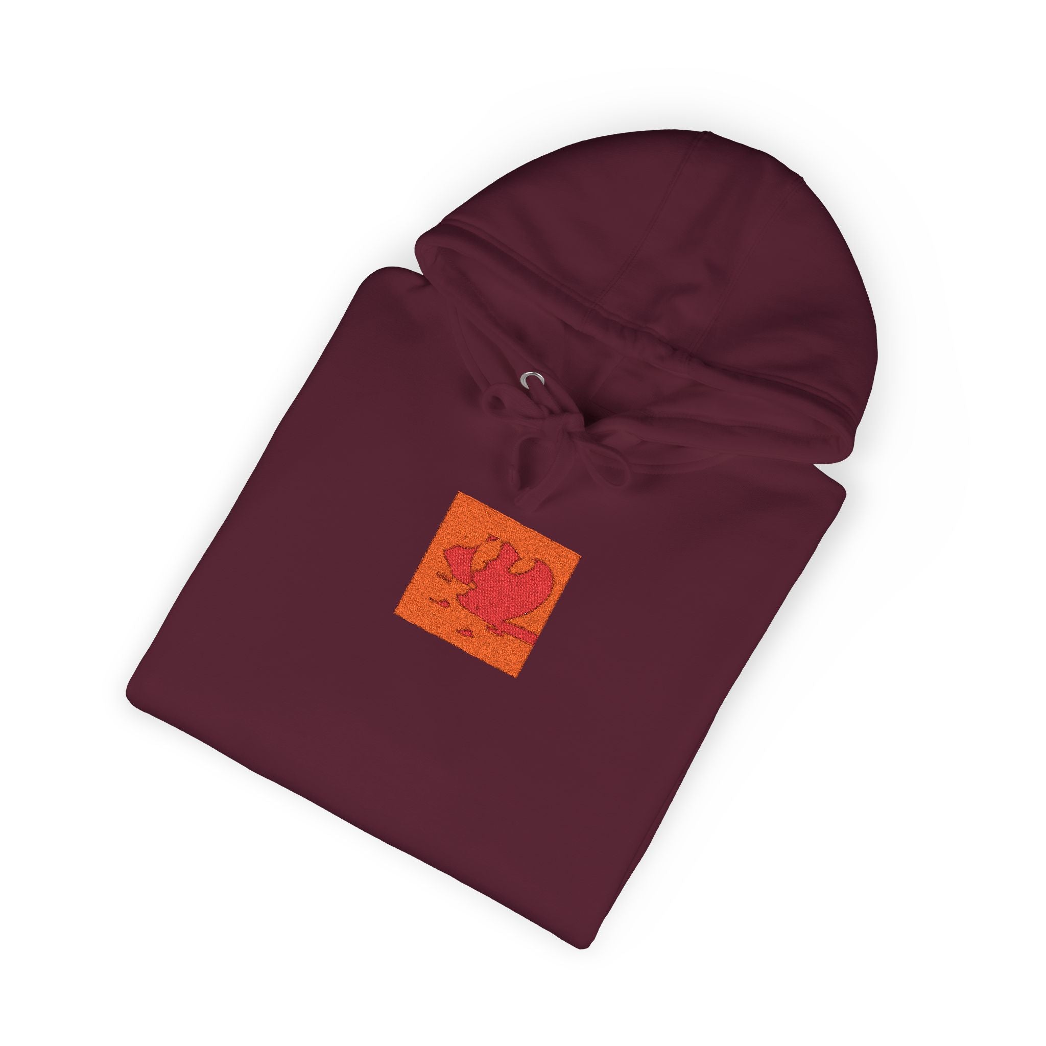 Orange Phoenix Pixel Art Hoodie | Square Chest & Sleeve Patch