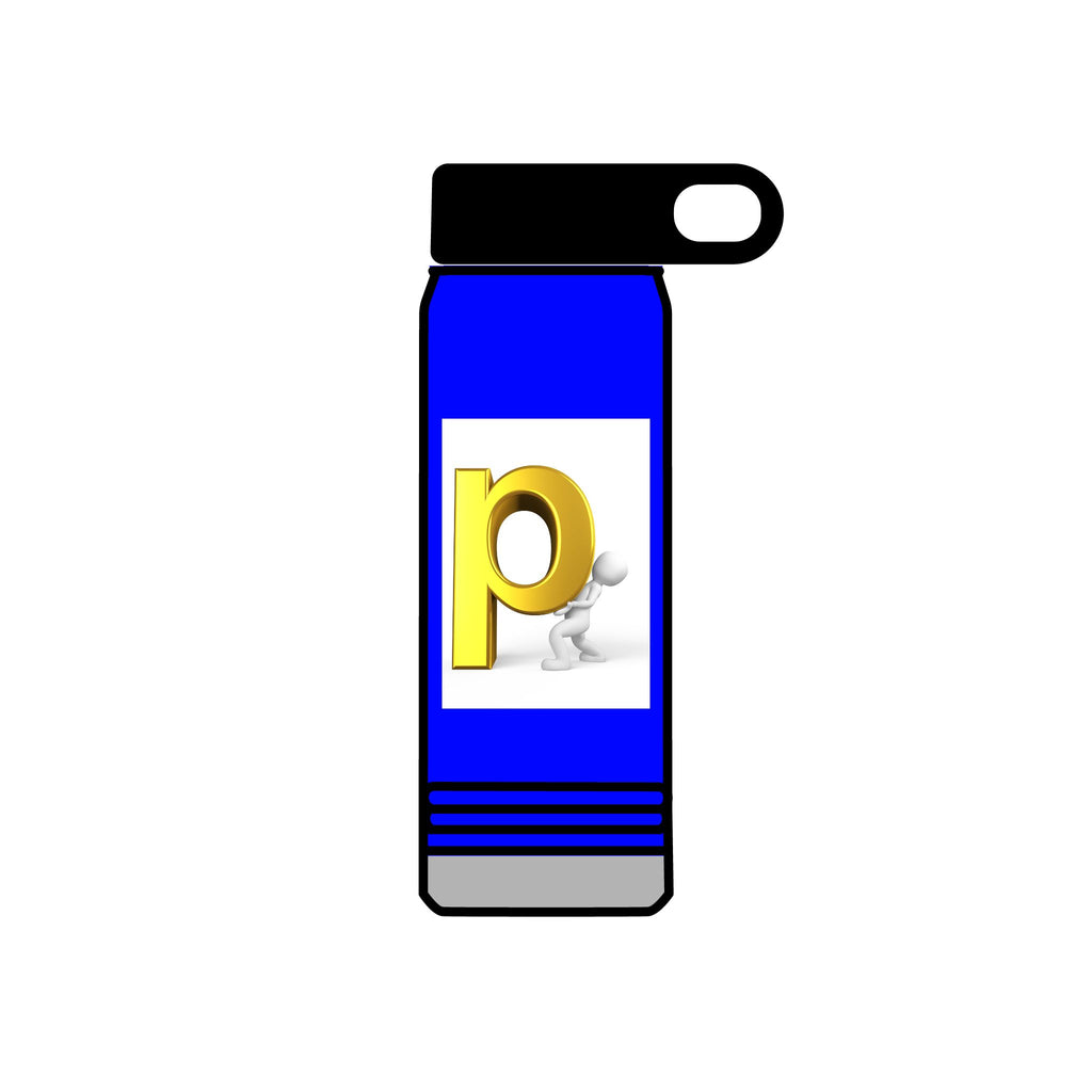 Gold Letter P Monogram Water Bottle | 20oz Personalized Initial Bottle