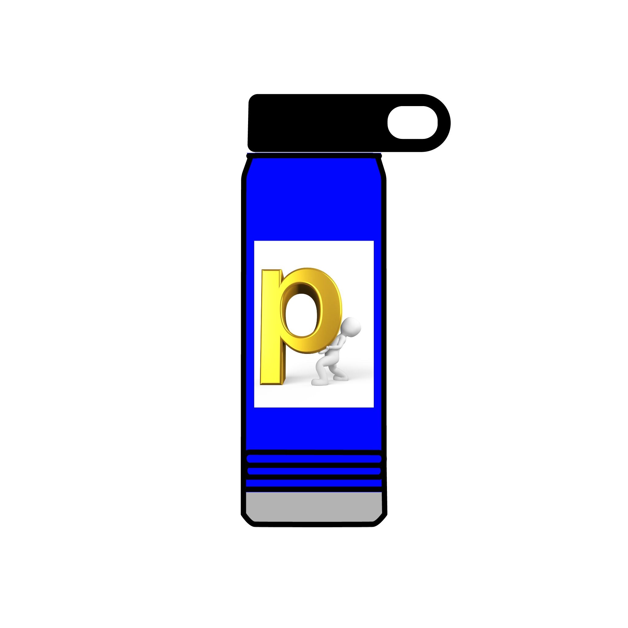 Gold Letter P Monogram Water Bottle | 20oz Personalized Initial Bottle