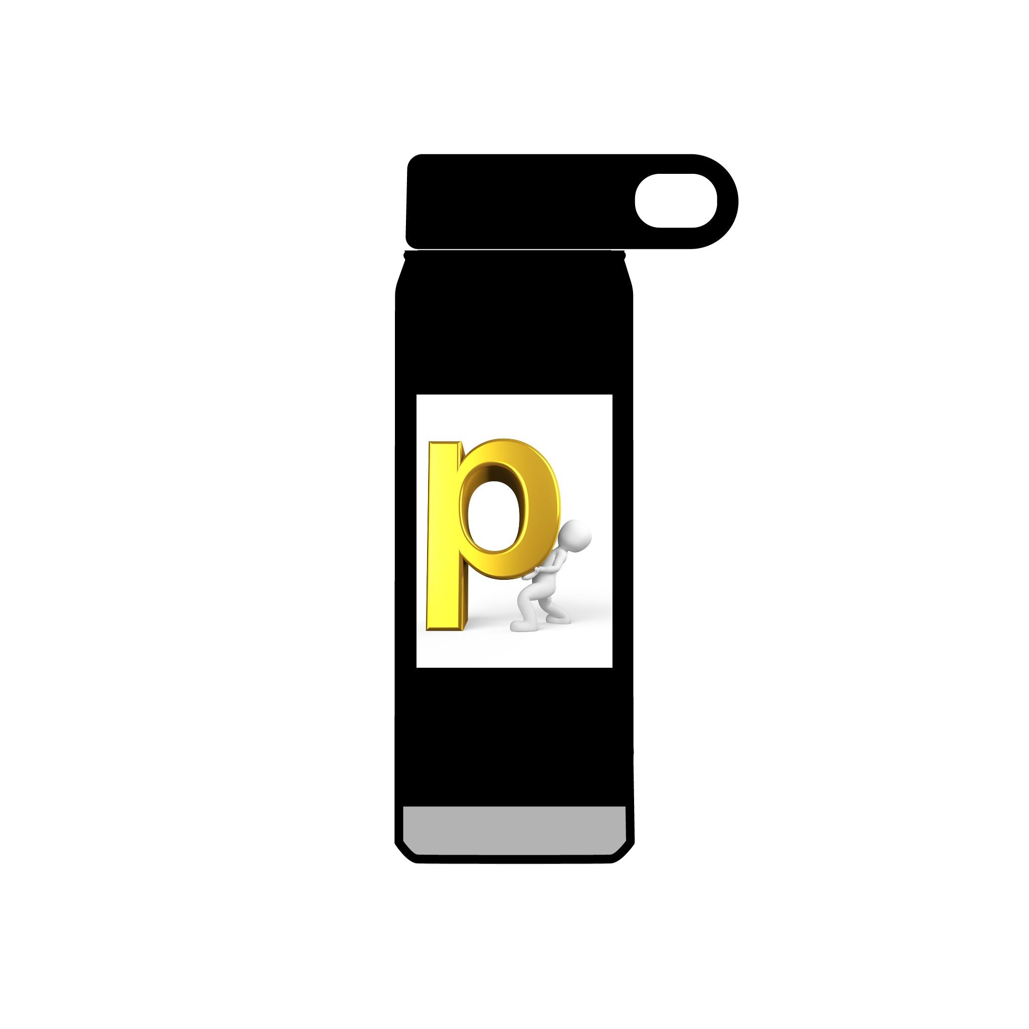 Gold Letter P Monogram Water Bottle | 20oz Personalized Initial Bottle