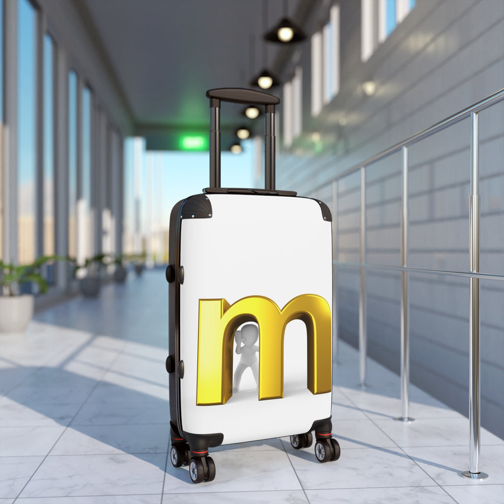Gold Letter M Monogram Suitcase | Personalized Initial Luggage