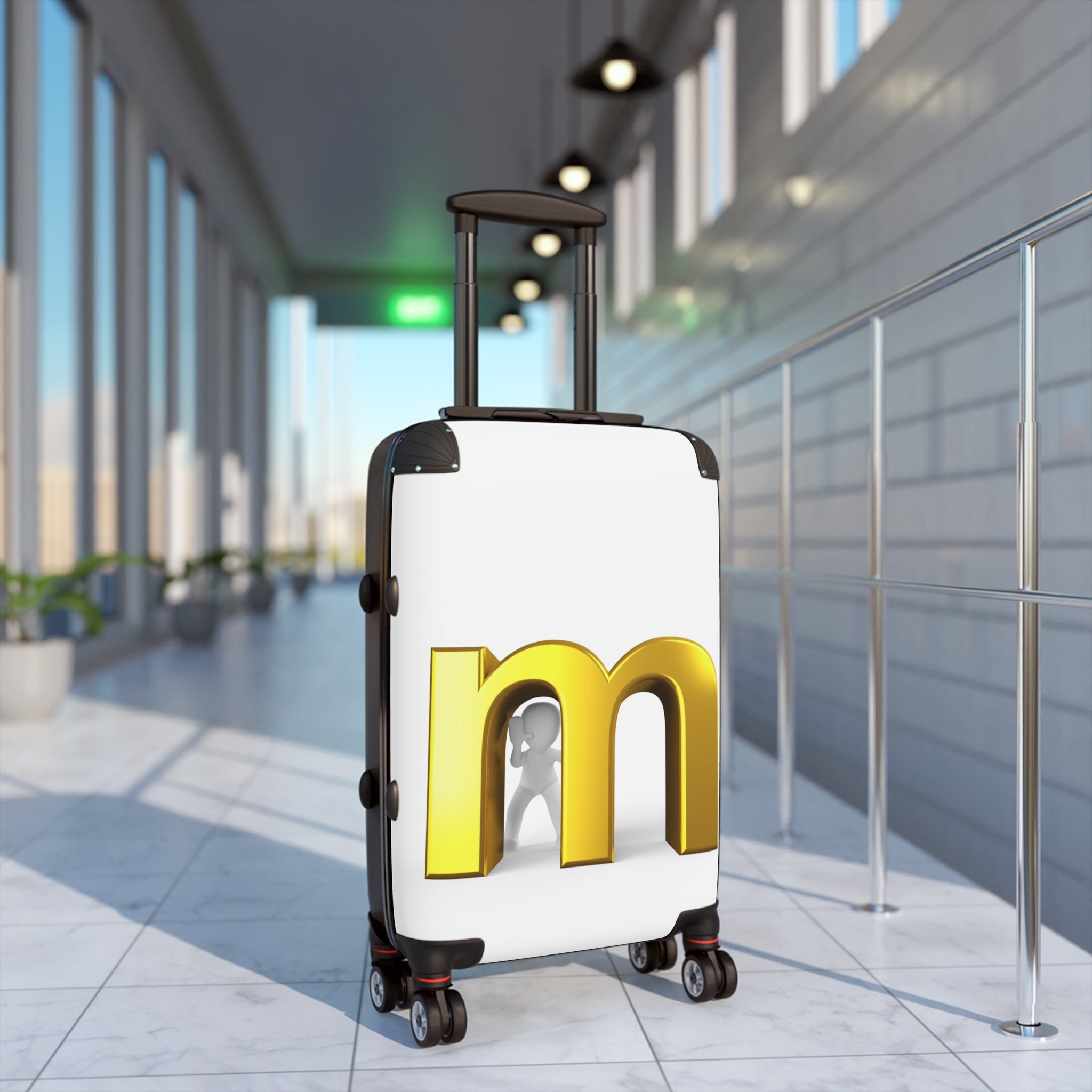 Gold Letter M Monogram Suitcase | Personalized Initial Luggage