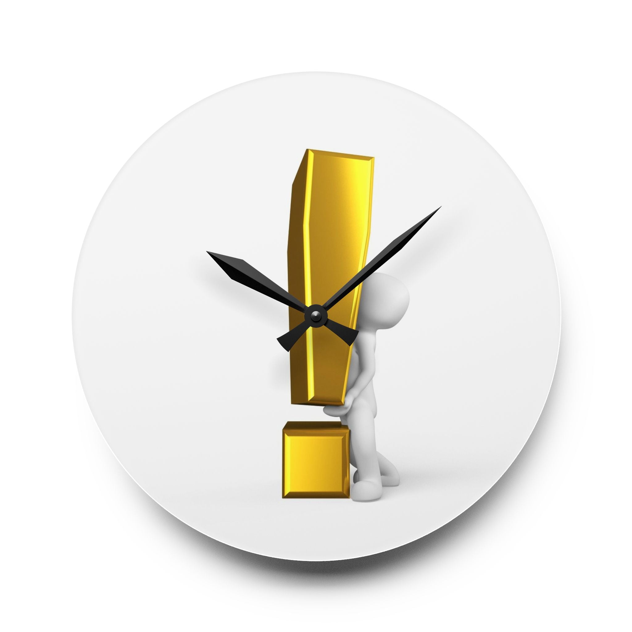 Horloge murale en acrylique point d'exclamation doré | Touche moderne, Décoration minimaliste