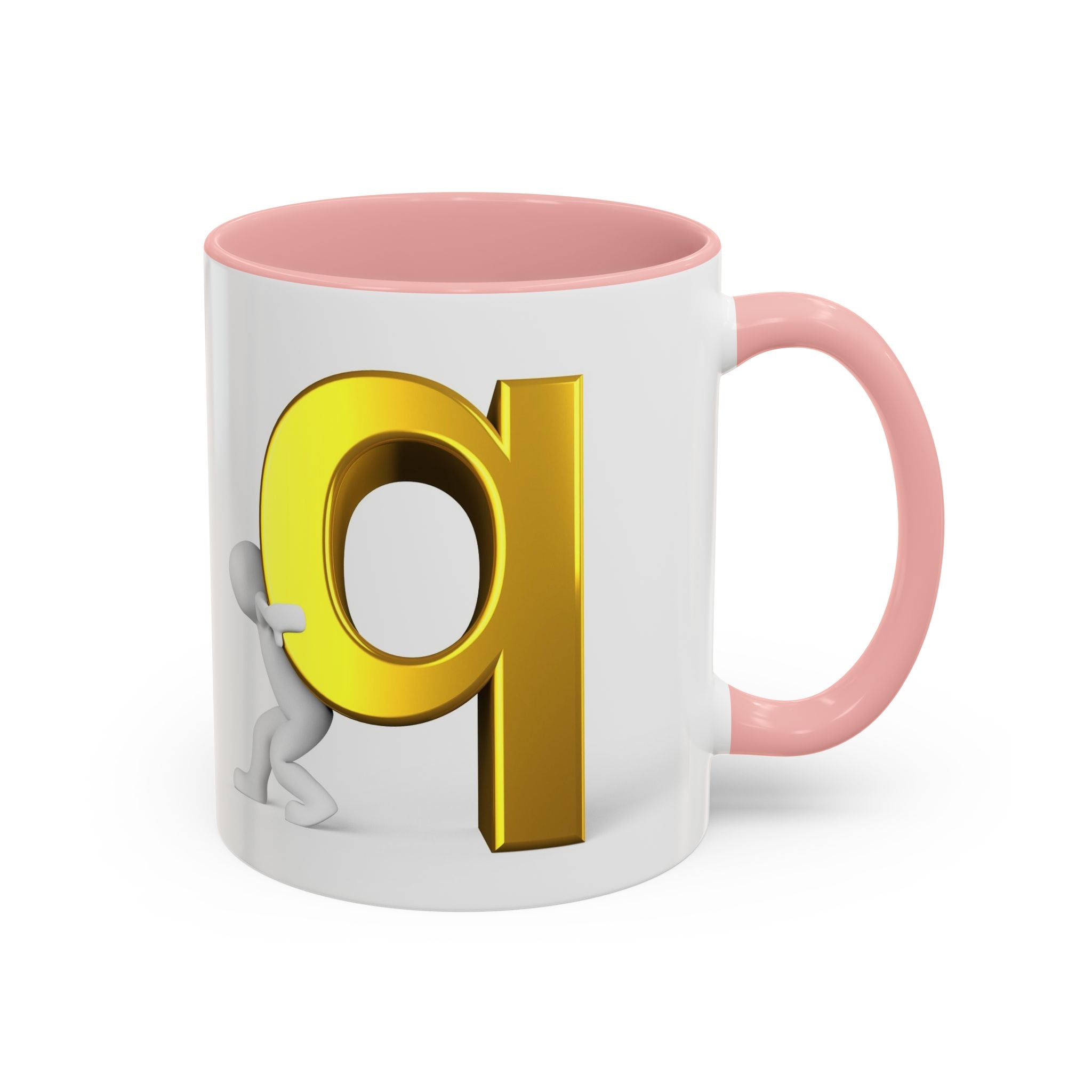 Gold Letter Q Push Character Mug | Accent Coffee Mug 11oz 15oz