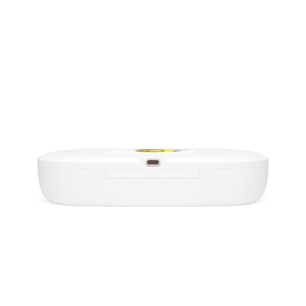 Yellow Letter E Logo UV Phone Sanitizer and Wireless Charging Pad