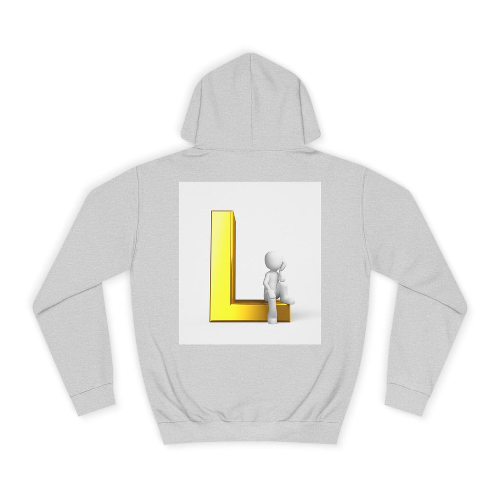 3D Letter L with Figure Hoodie | Initial L Sweatshirt