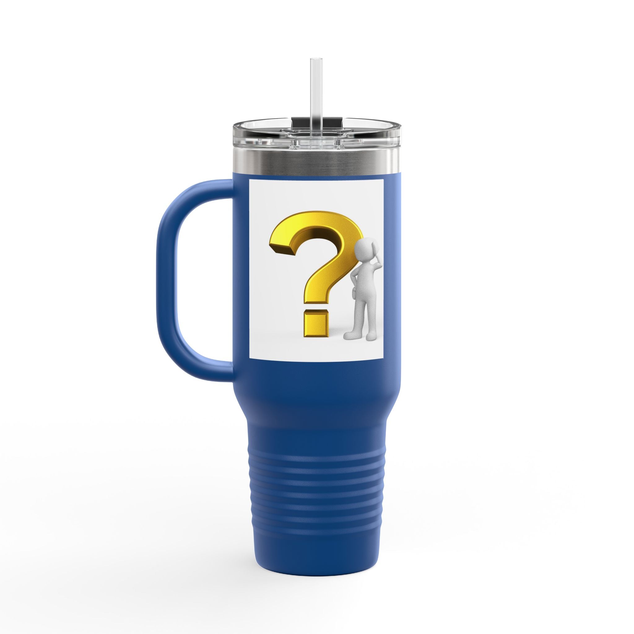 3D Gold Question Mark Illustration Travel Mug | 40oz Insulated Tumbler