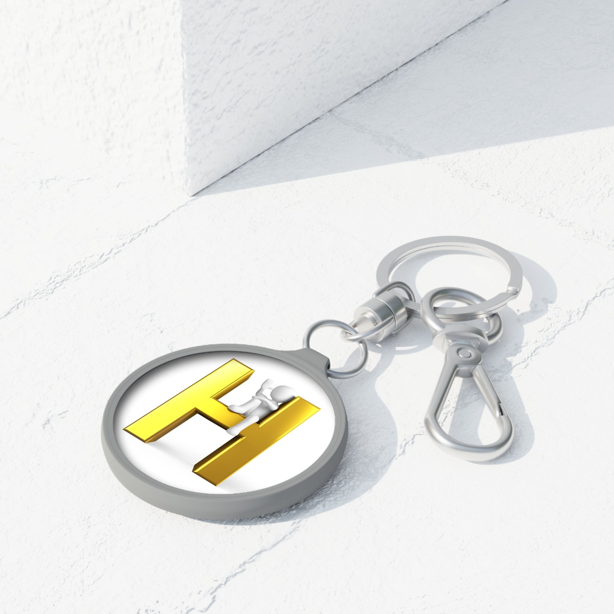 Gold 3D Letter H Keyring Tag | Initial H Keychain