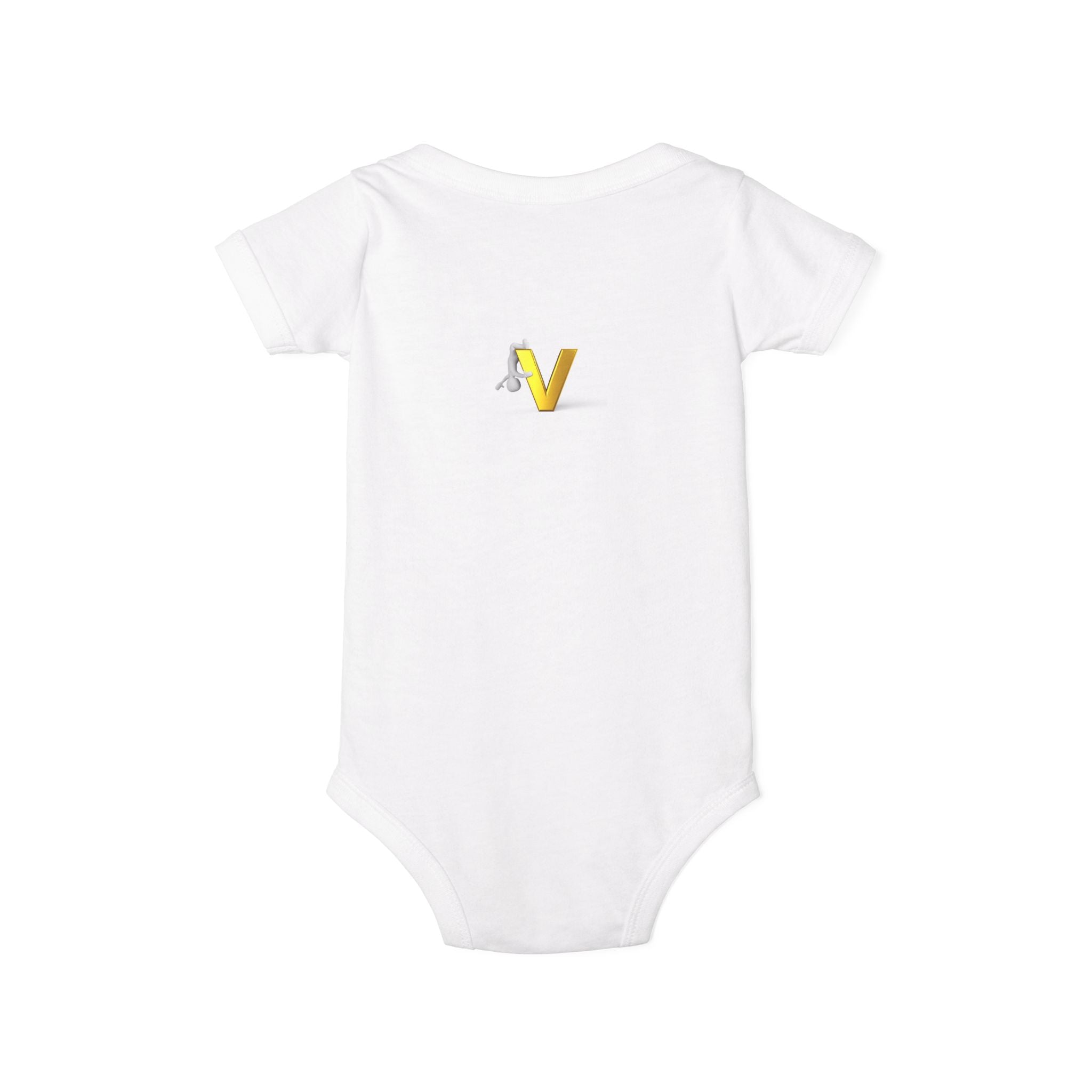 Letter V Baby Onesie | Gold Monogram Infant Bodysuit