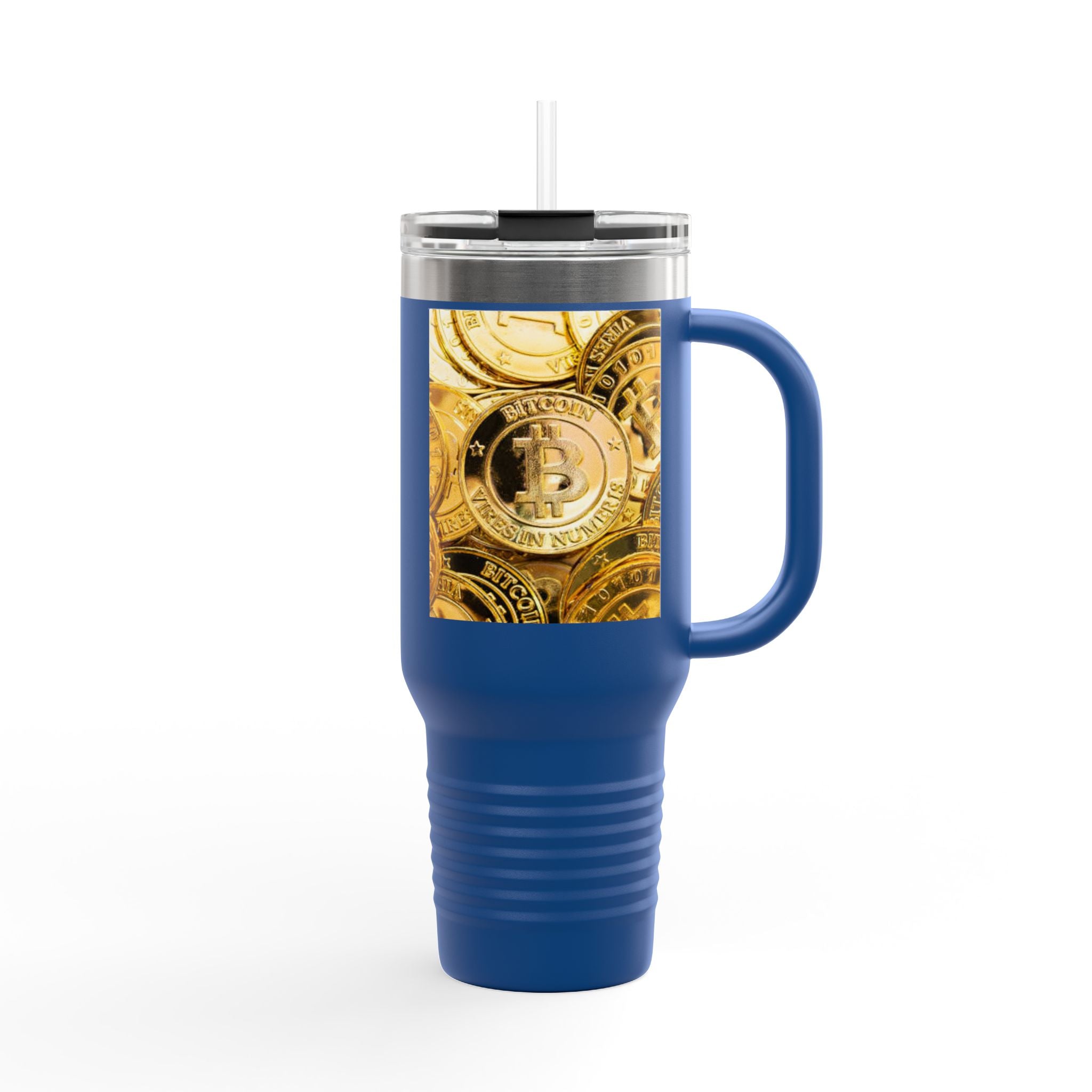 Bitcoin Coin Pattern Travel Mug | 40 oz Insulated Tumbler