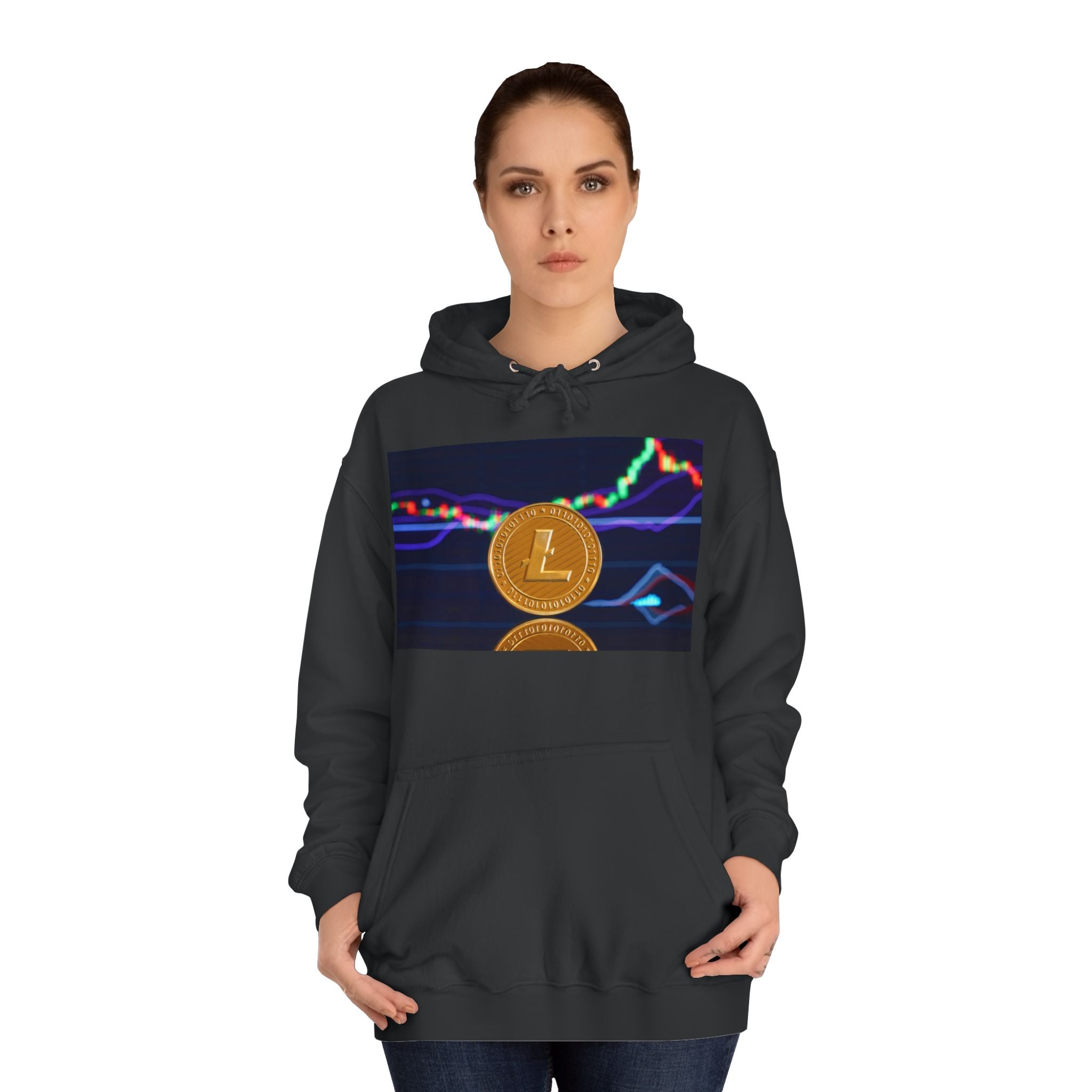Litecoin Coin Graphic Hoodie | Crypto Chart Design, Digital Currency Apparel