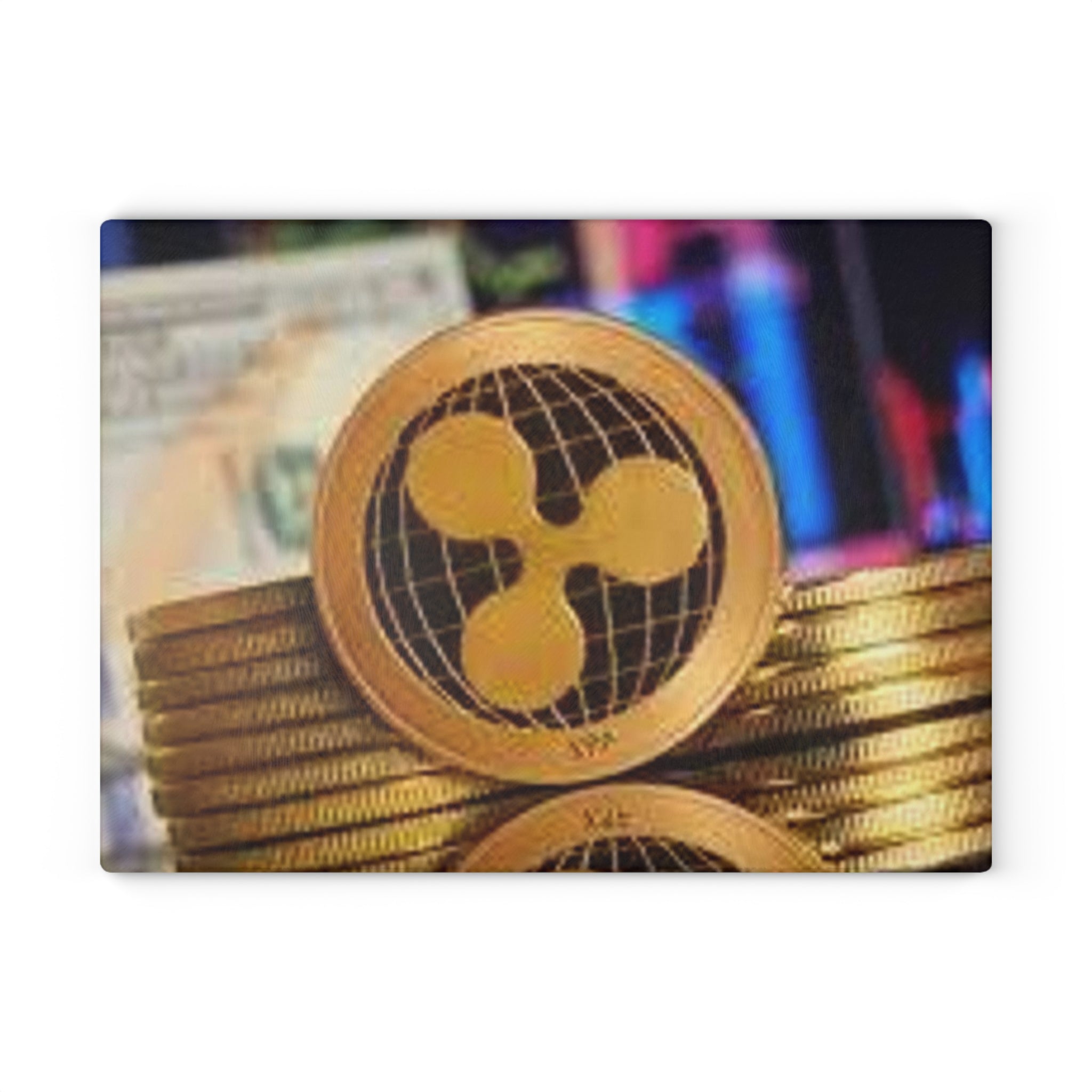 Ripple Crypto Coin Glass Cutting Board | Ripple Logo Kitchen Decor