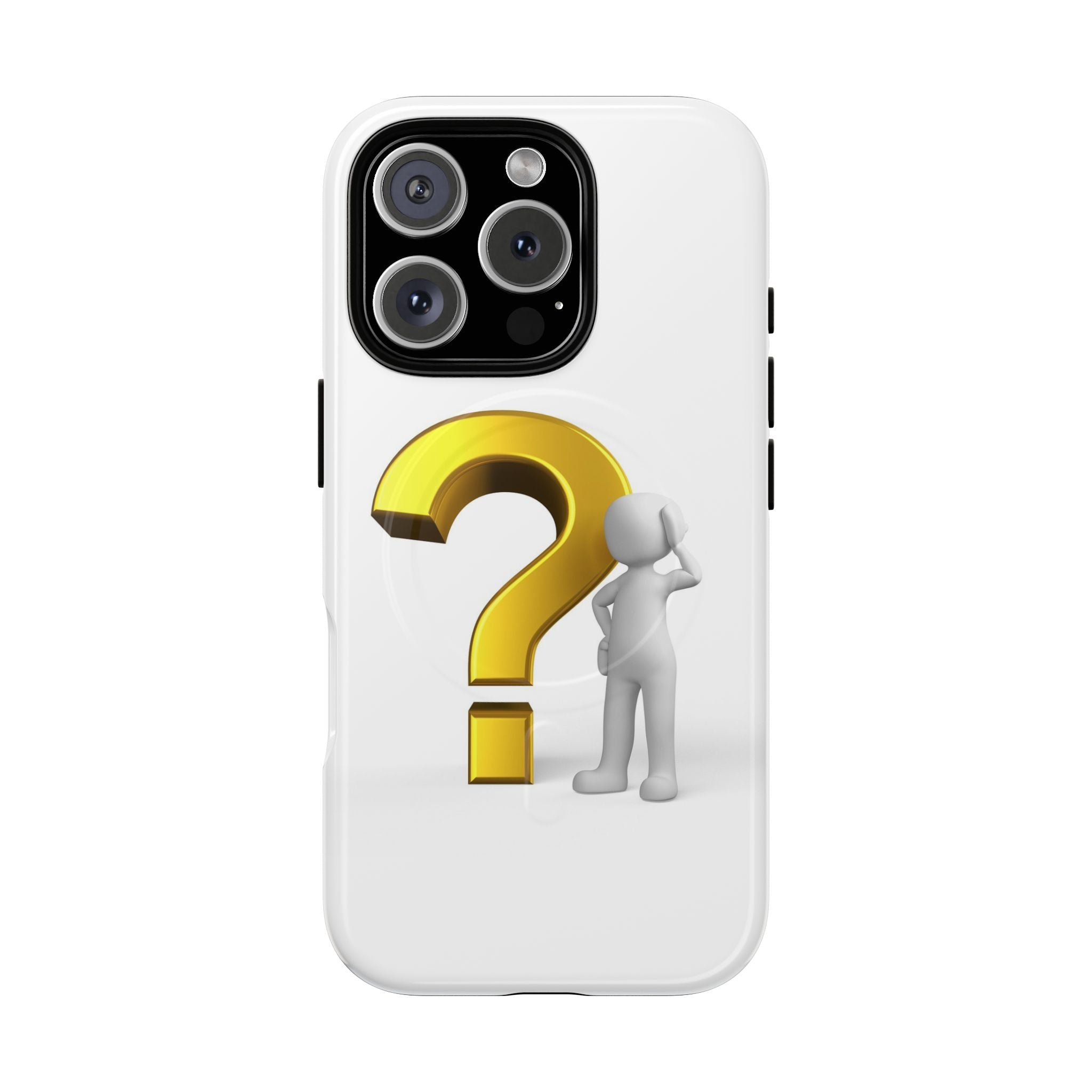 Coque de téléphone 3D point d'interrogation | Coque magnétique robuste