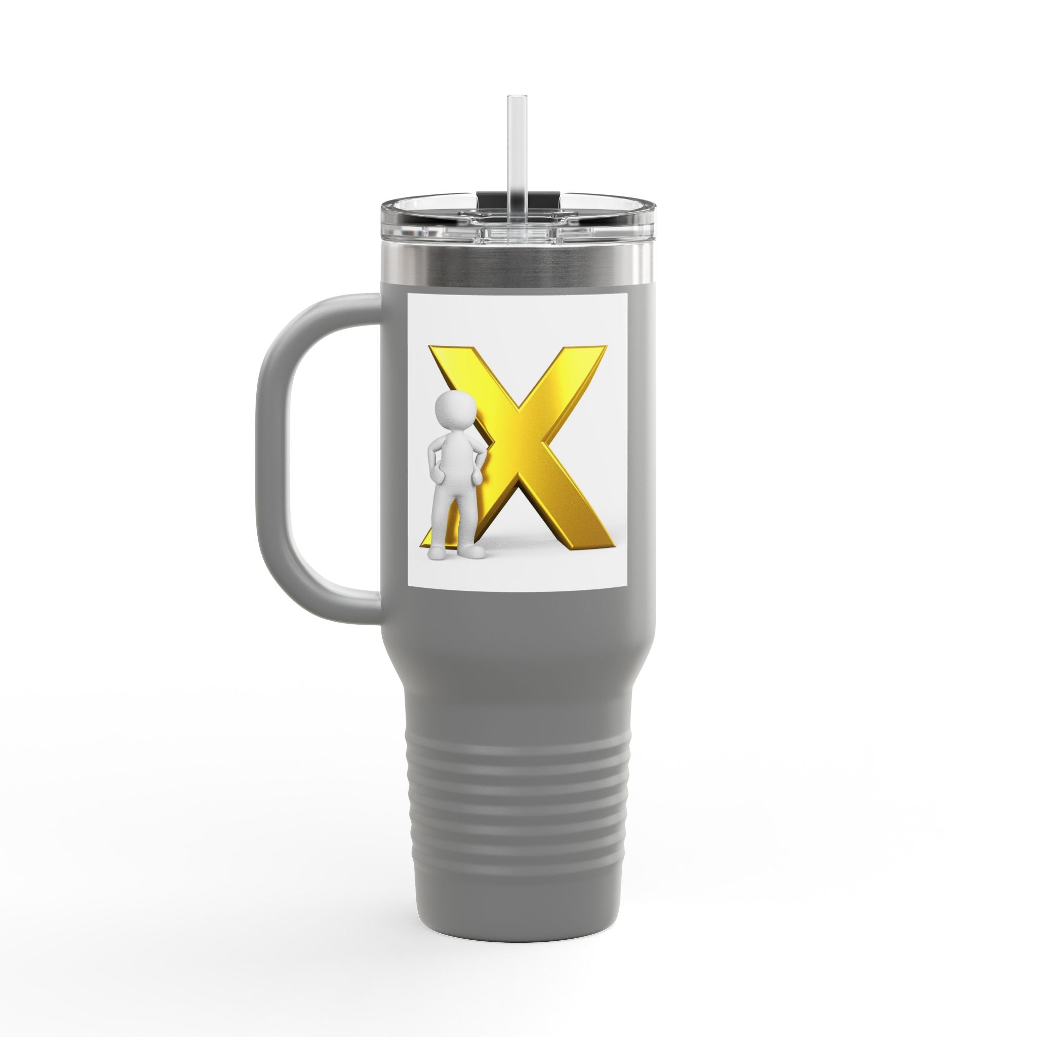3D Person with Gold X Tumbler 40oz