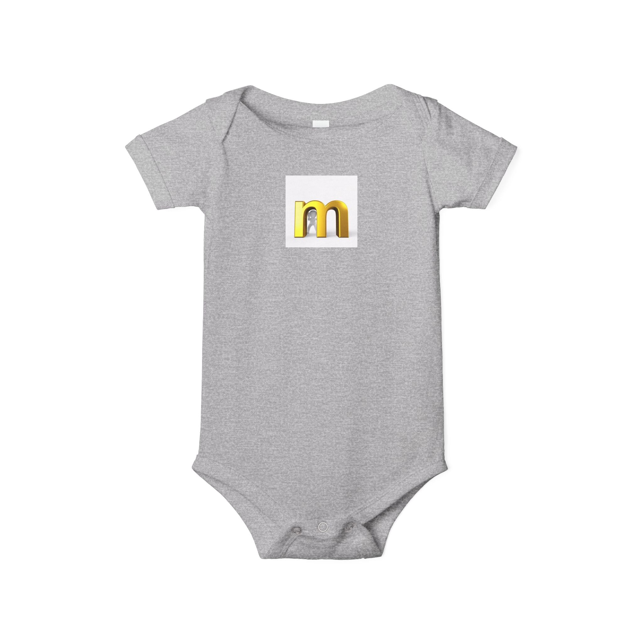 Gold Letter M Infant Onesie | Baby Bodysuit Monogram Initial