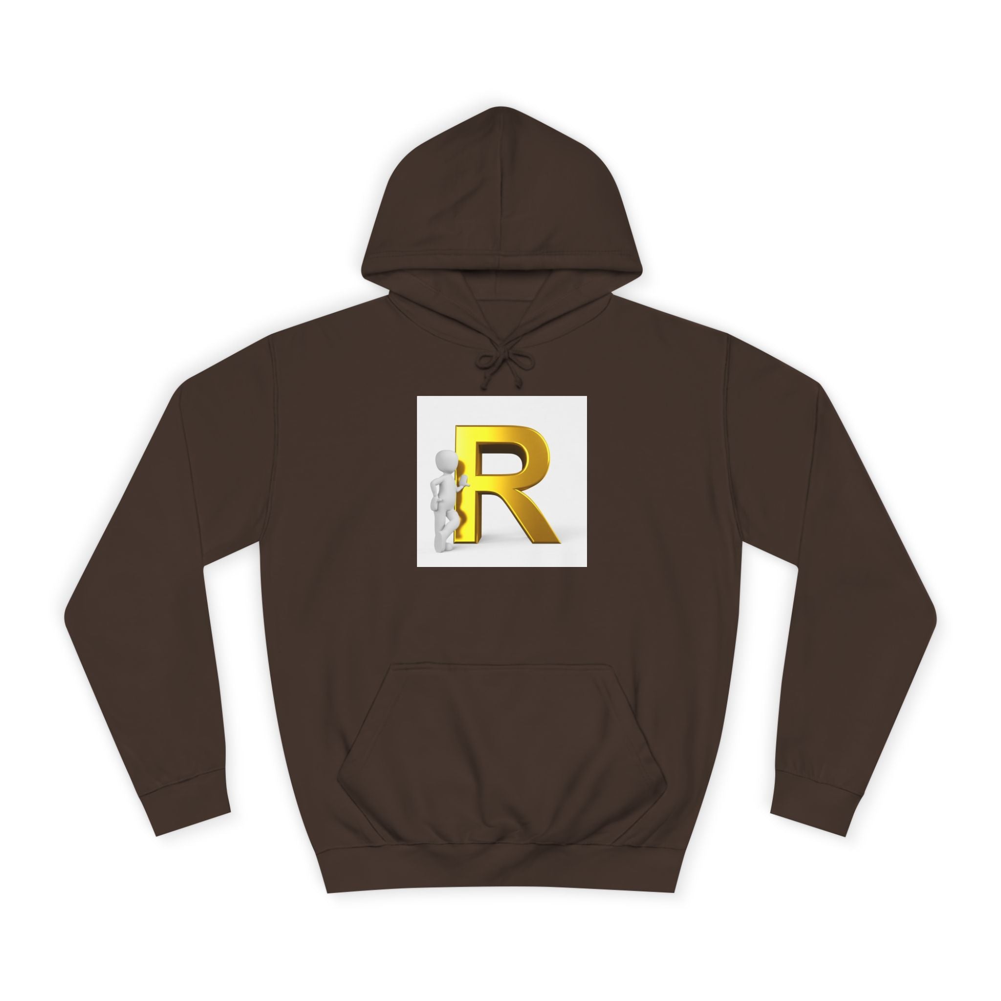 Gold Letter R Hoodie | 3D Character Leaning on R