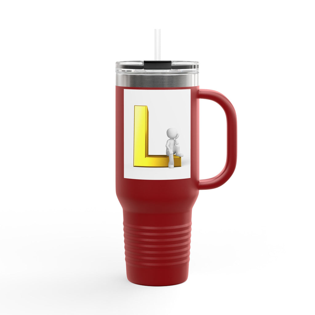 Gold Letter L Monogram Travel Mug | 40oz Insulated Tumbler