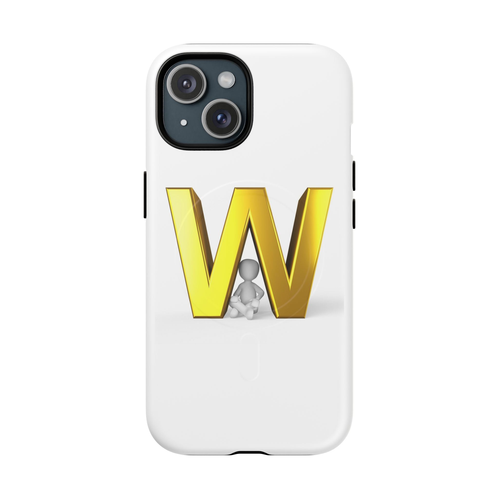 Coque de téléphone à monogramme lettre W or | Coque magnétique résistante