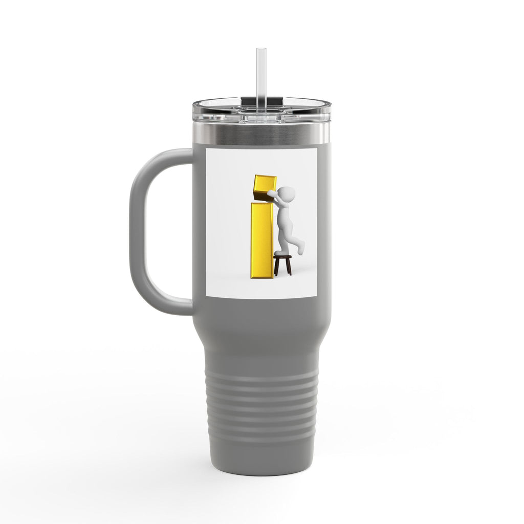 3D Figure building Yellow Letter i Travel Mug | 40oz Insulated Tumbler