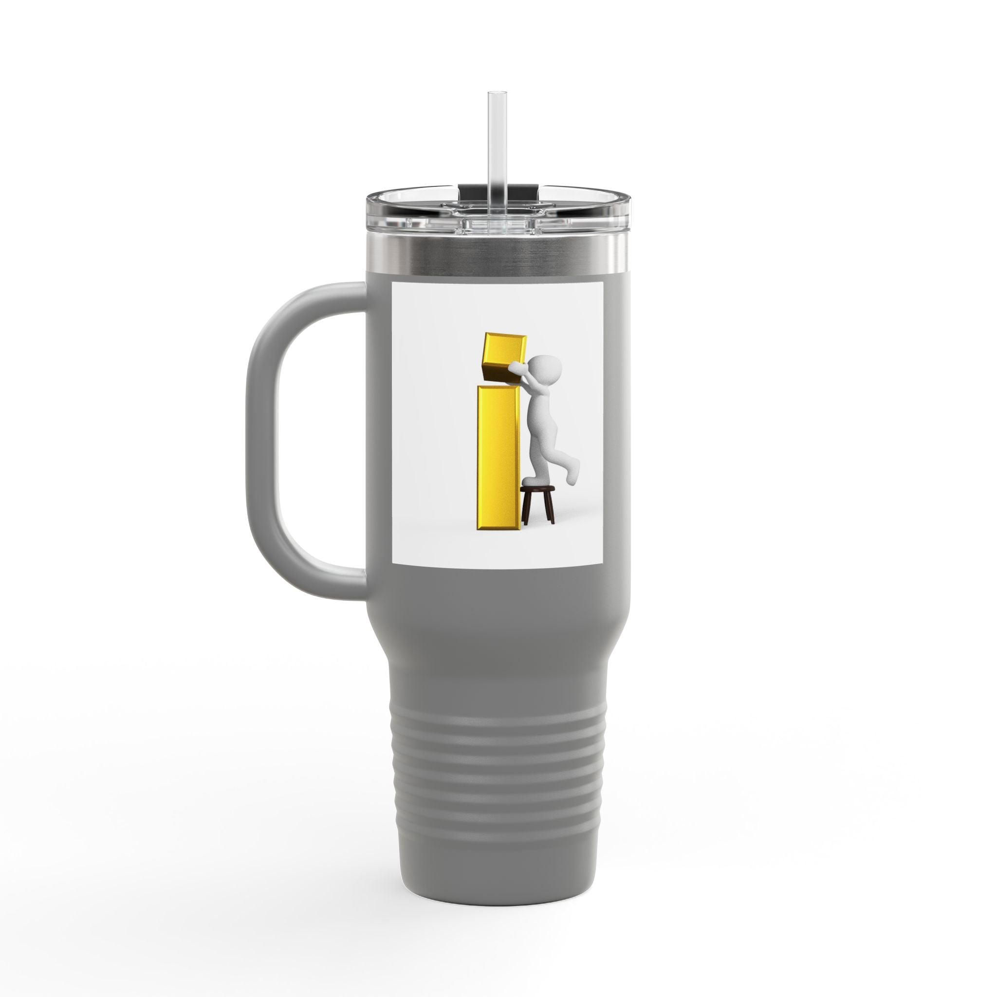 3D Figure building Yellow Letter i Travel Mug | 40oz Insulated Tumbler