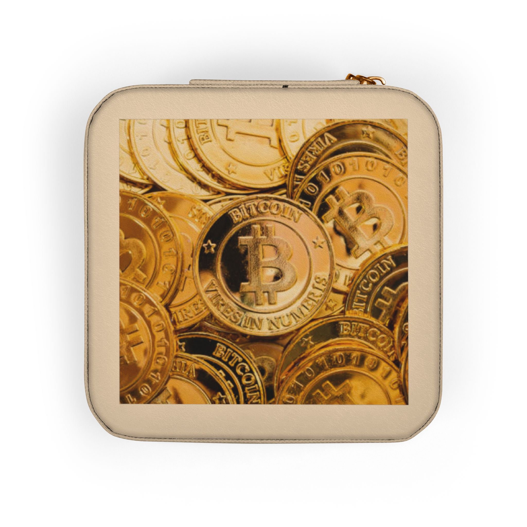 Bitcoin Pattern Jewelry Travel Case | Compact Portable Organizer