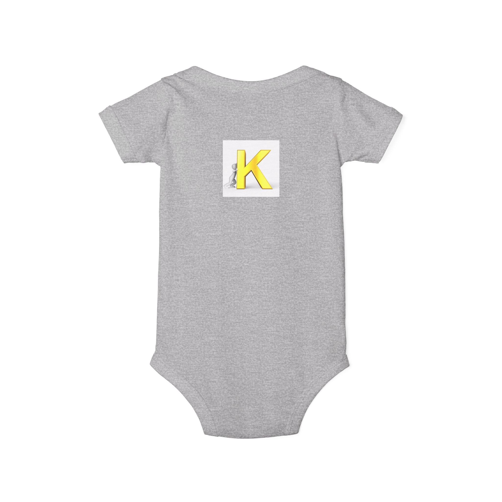 Yellow Letter K Monogram Baby Bodysuit | Infant Onesie Initial