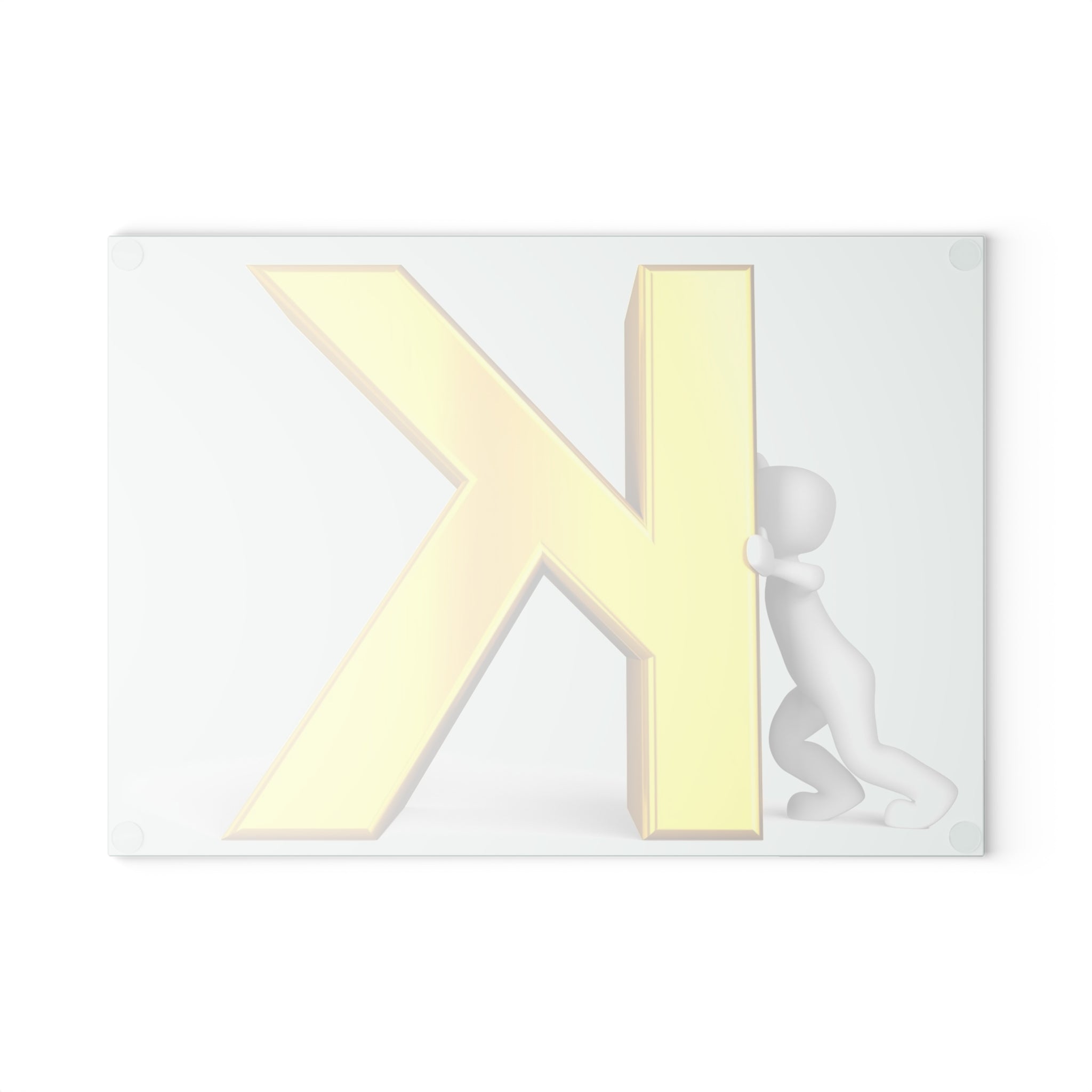 Gold Letter K design Glass Cutting Board | Monogram Initial K
