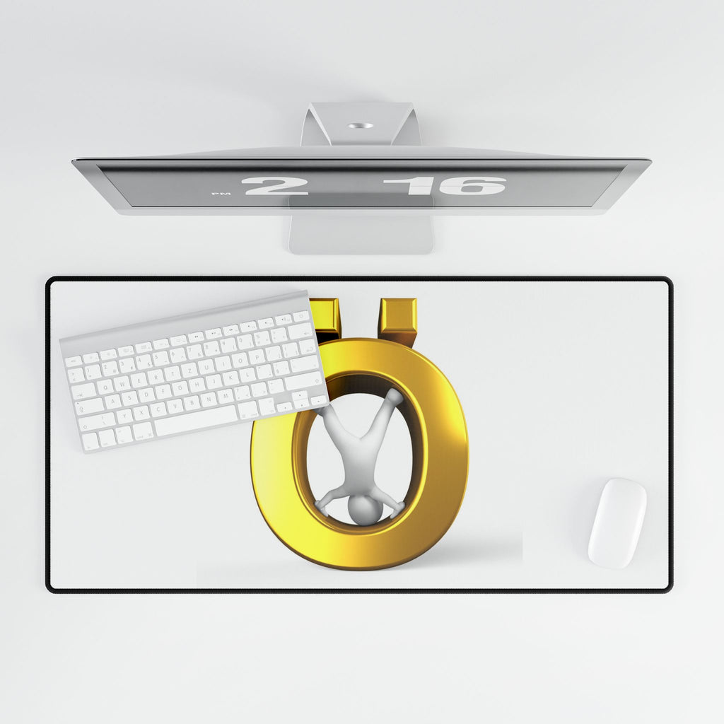 Gold Letter Ö Figure Desk Mat | Minimal 3D Symbol Mouse Pad