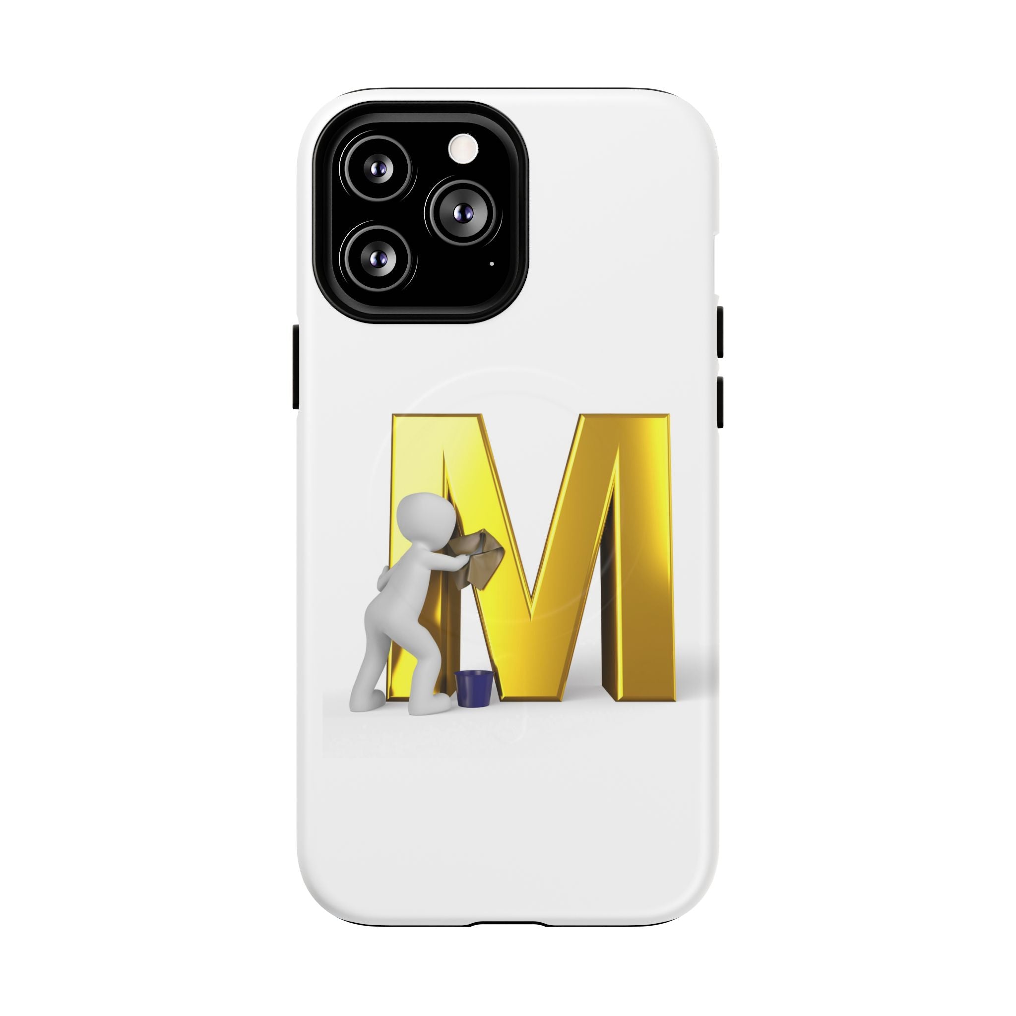 Coque de téléphone aimantée et robuste avec lettre M dorée | Coque magnétique résistante