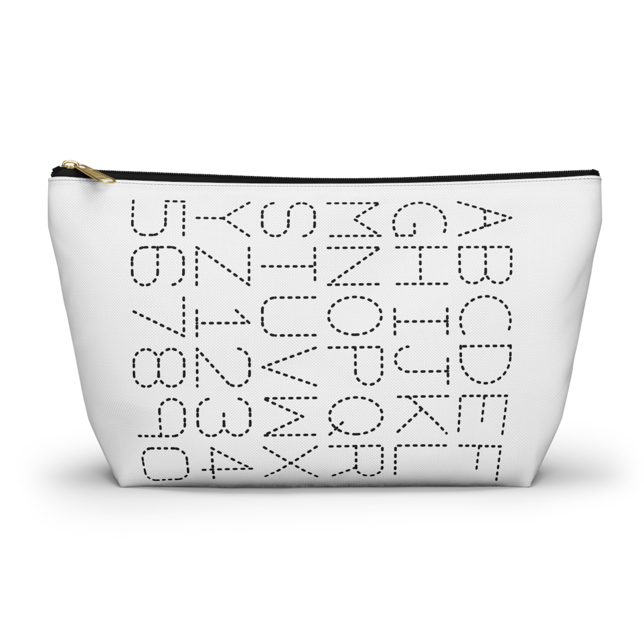 Trousse à accessoires avec alphabet et chiffres pointillés | Sac zippé à fond plat