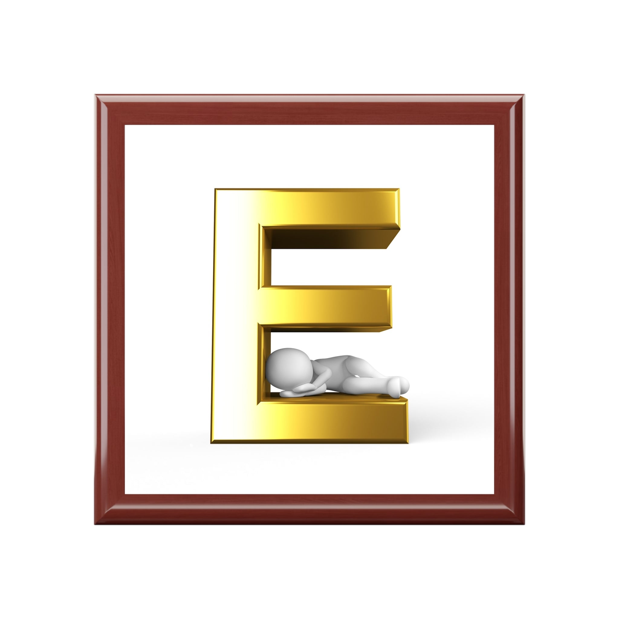 Gold Letter E Monogram Jewelry Box | Initial Keepsake Box