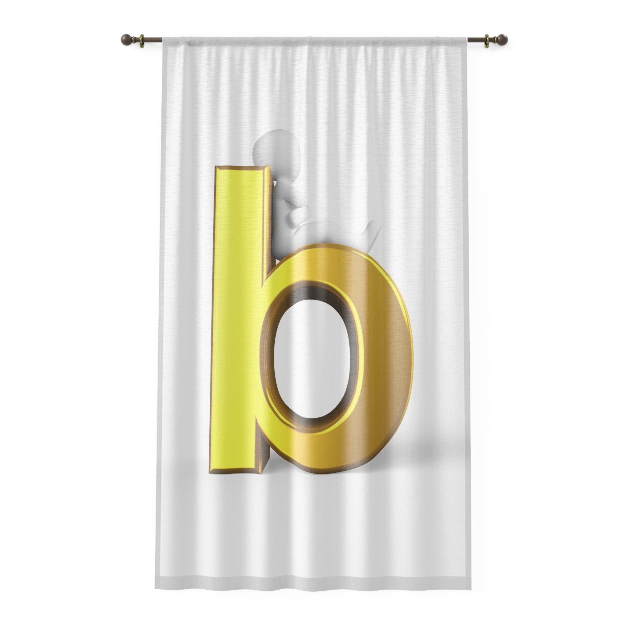 Gold Letter b Window Curtain | Monogram Alphabet Sheer Panel