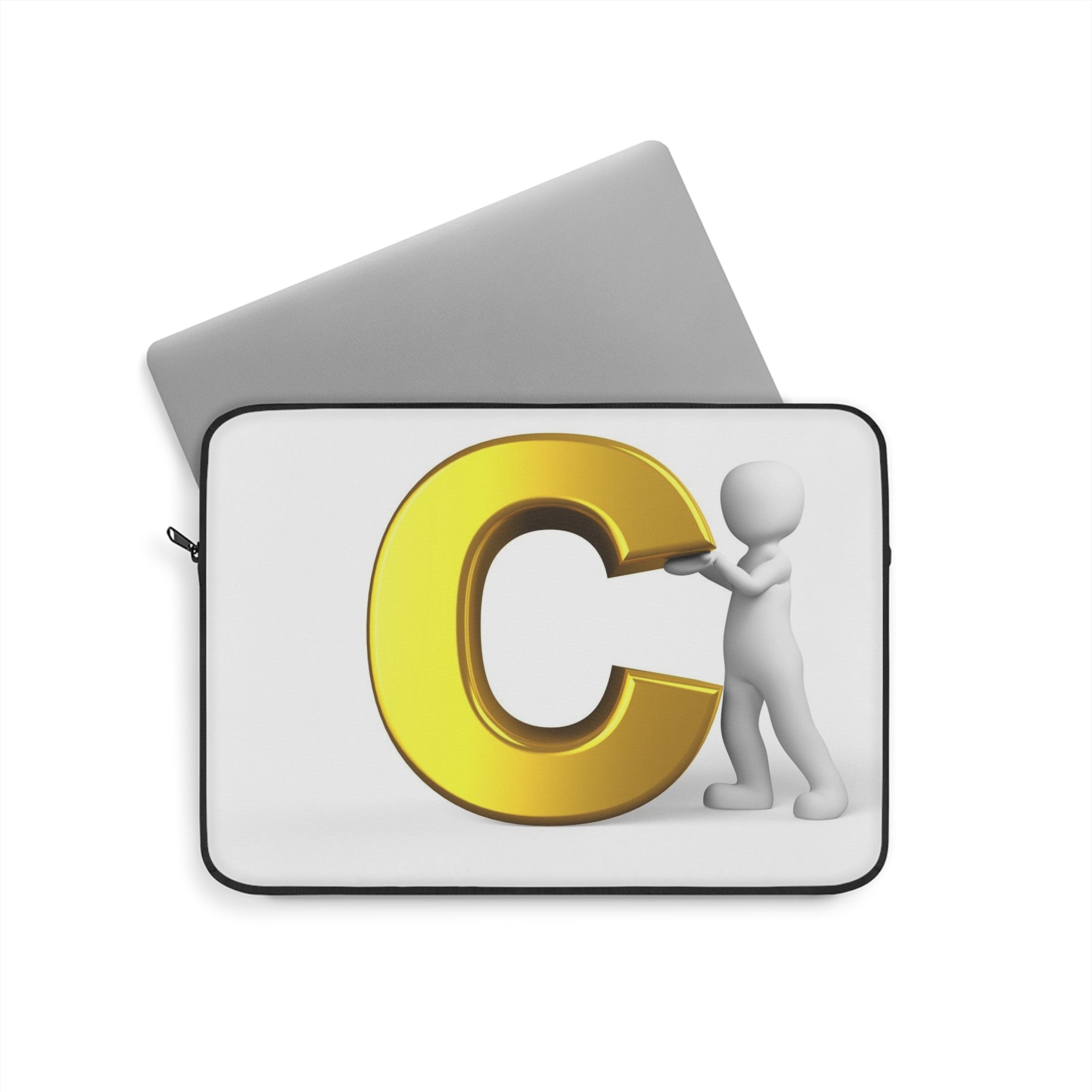Gold Letter C Illustration Laptop Sleeve | Initial Monogram