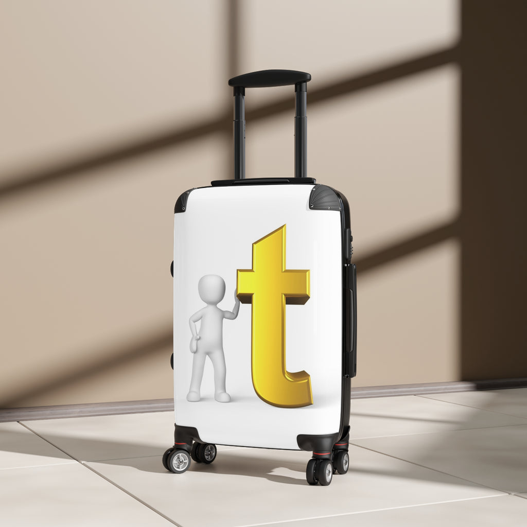 Yellow Letter T Graphic Suitcase | Personalized Monogram Luggage Cover