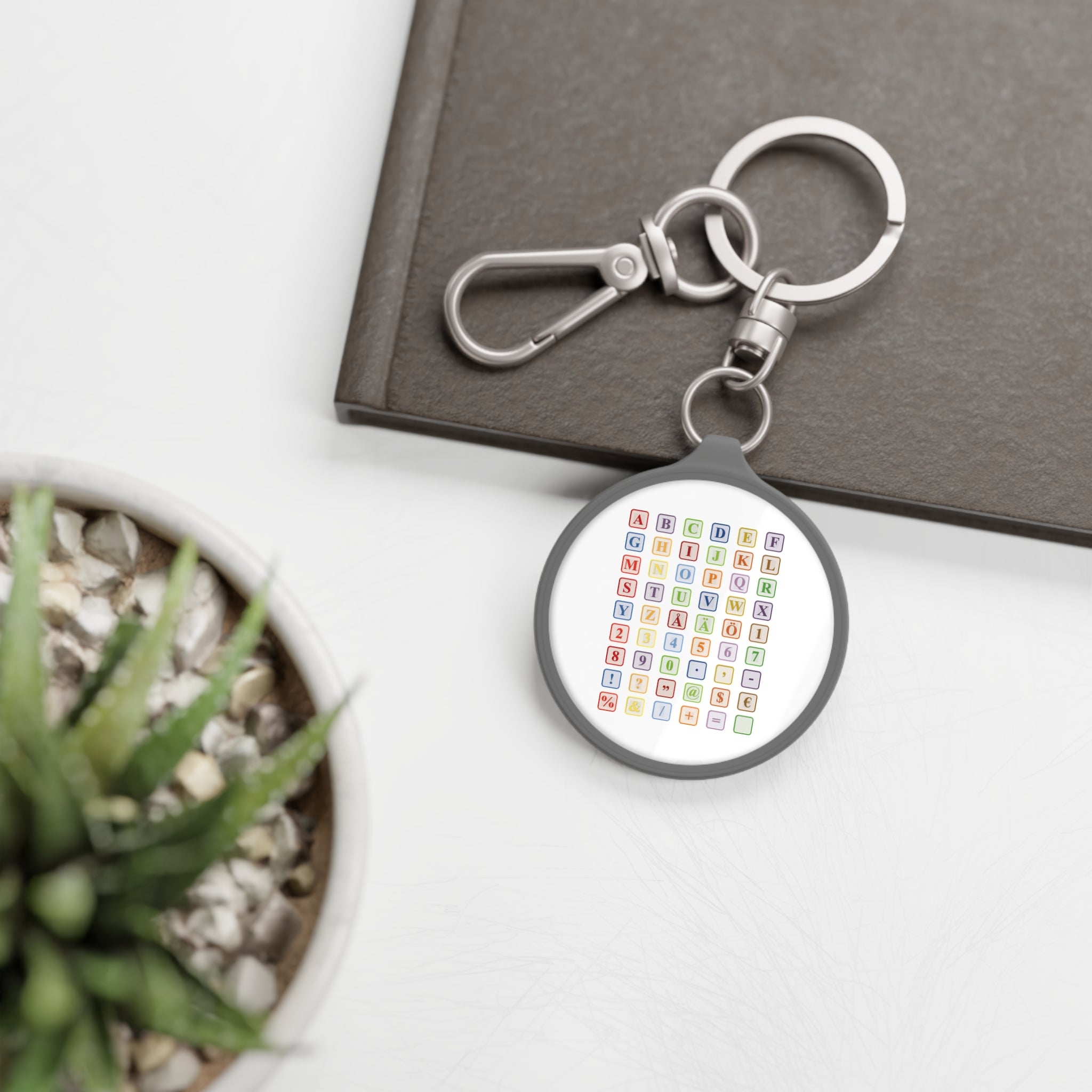 Porte-clés motif blocs alphabet | Porte-clés grille de lettres colorées