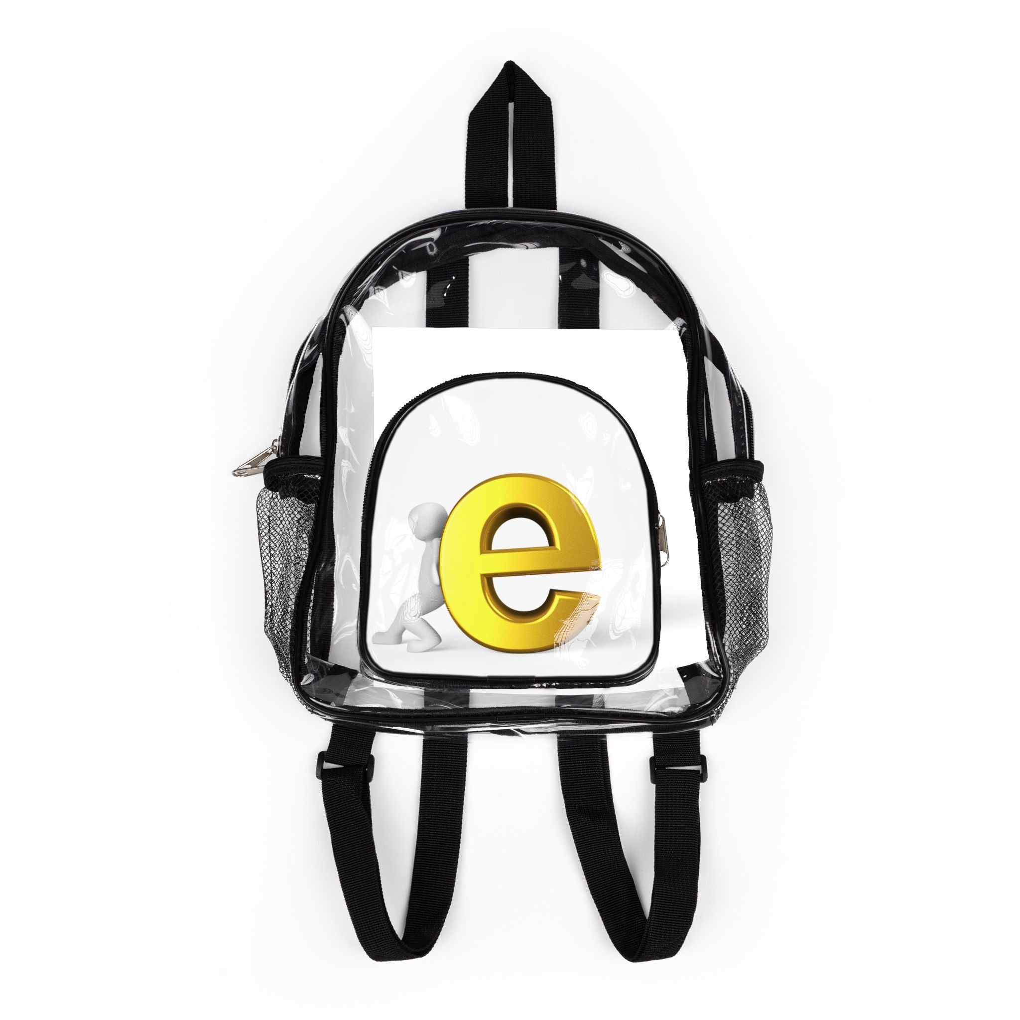 Yellow Letter E Logo Clear Stadium Backpack | Transparent School Bag