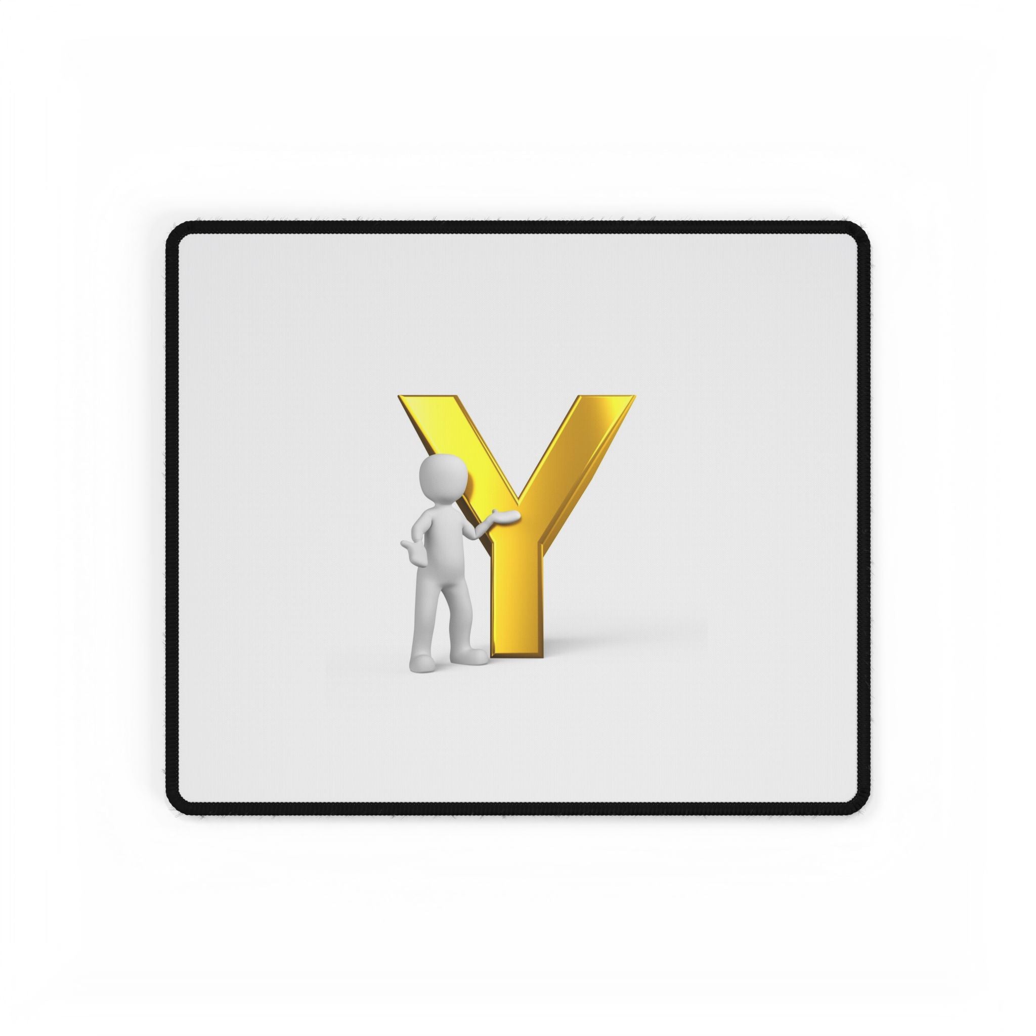 Gold Letter Y with 3D Figure Desk Mat | Alphabet Initial Desk Mat