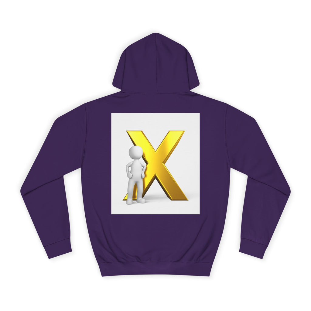 Golden Letter X Graphic Hoodie | 3D Stick Figure Initial X Sweatshirt