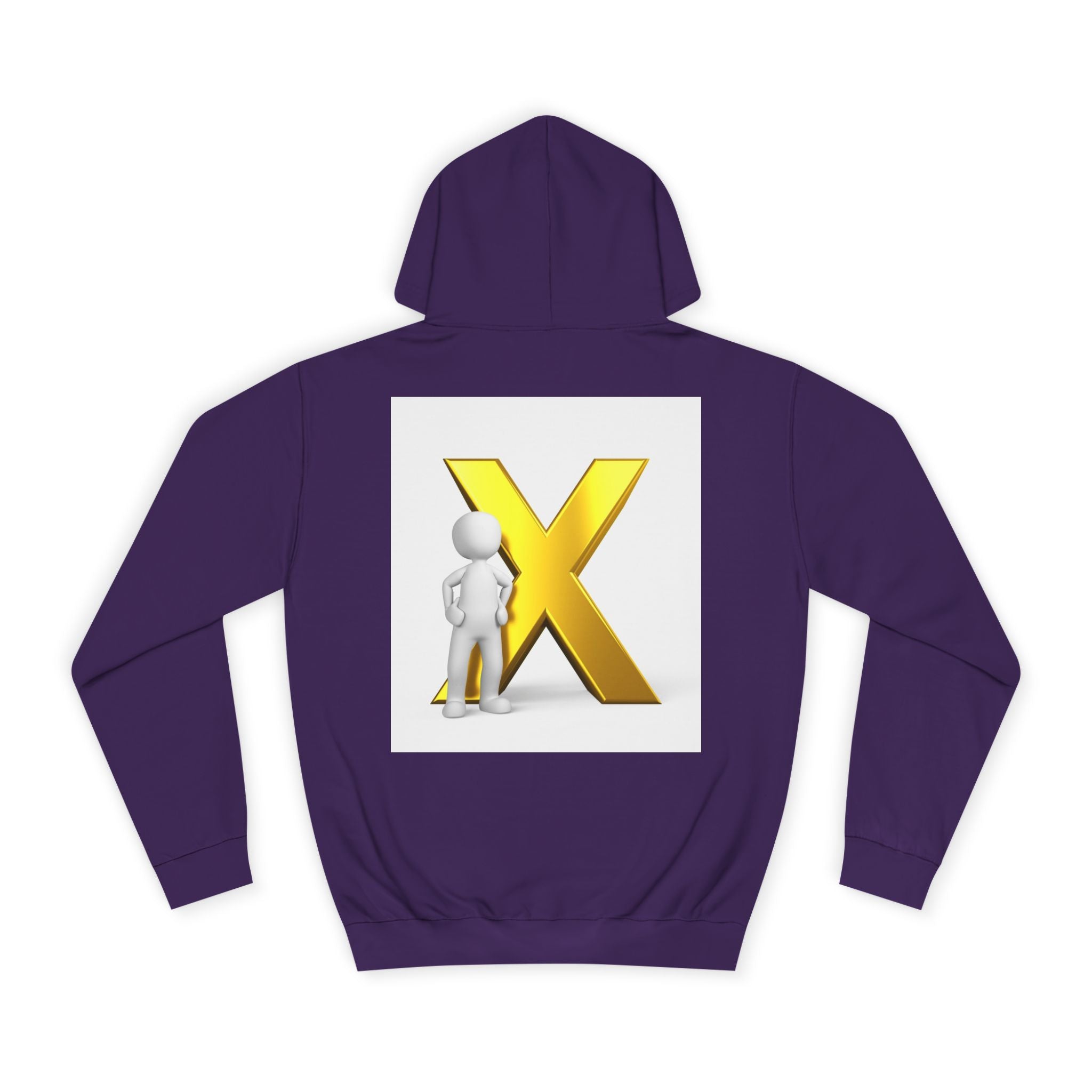 Golden Letter X Graphic Hoodie | 3D Stick Figure Initial X Sweatshirt