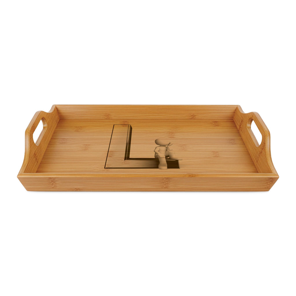 Initial L Monogram Bamboo Serving Tray | Engraved Letter L