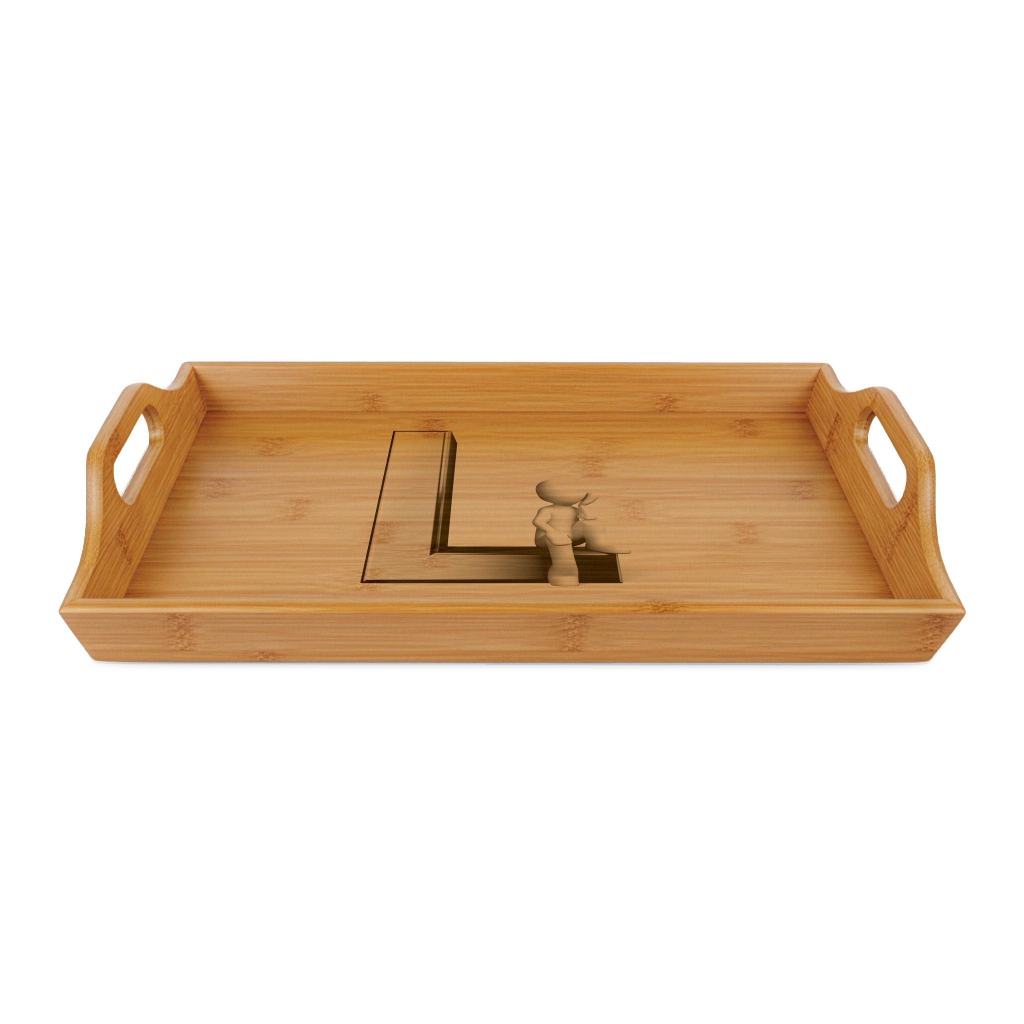 Initial L Monogram Bamboo Serving Tray | Engraved Letter L