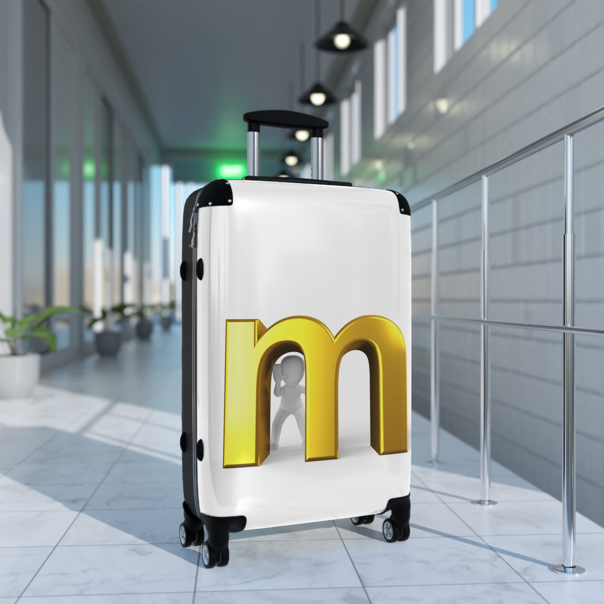 Gold Letter M Monogram Suitcase | Personalized Initial Luggage