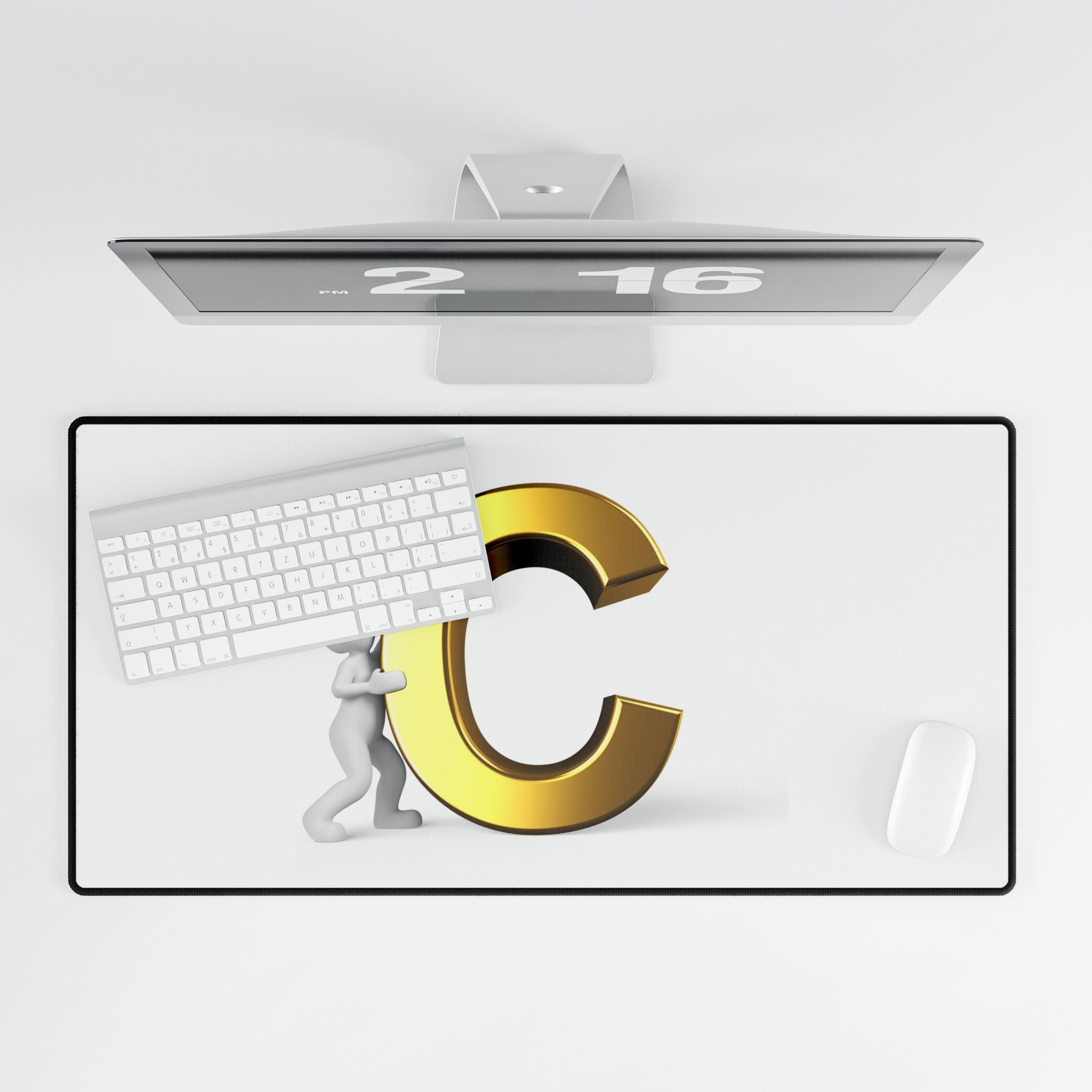 Golden Letter C desk mat | Initial C mouse pad desk mat