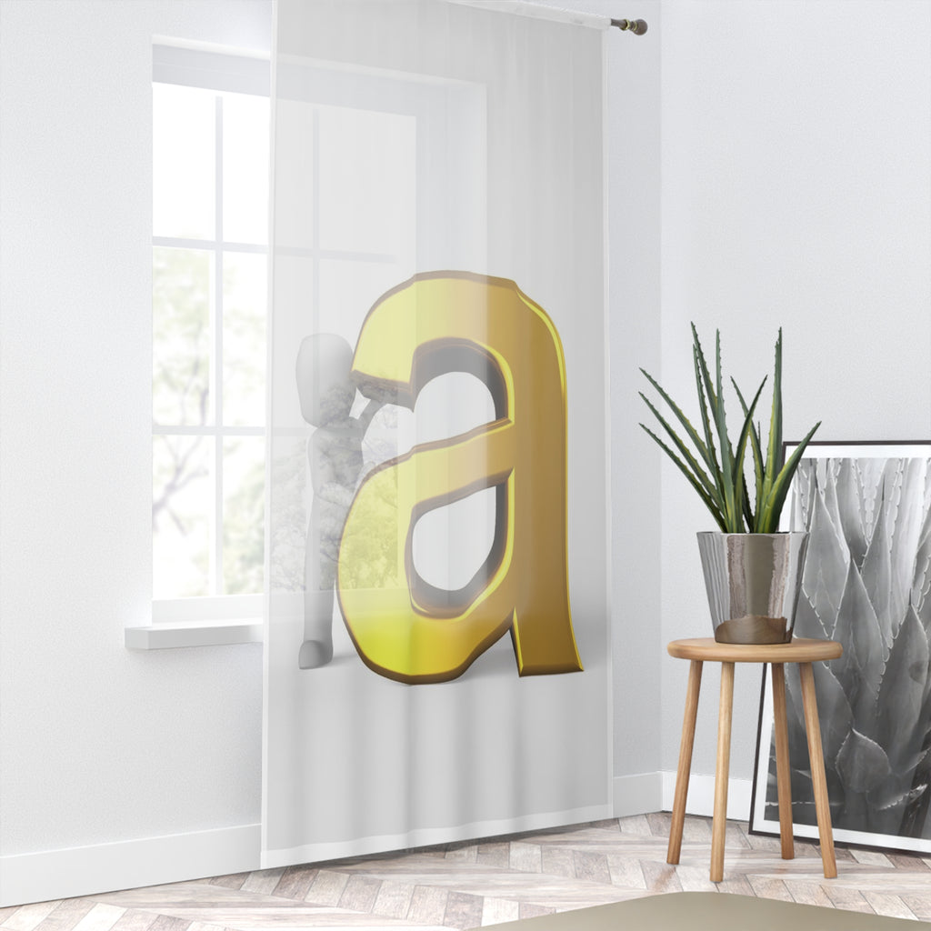 Gold Letter A Curtain | Alphabet Initial Window Curtain