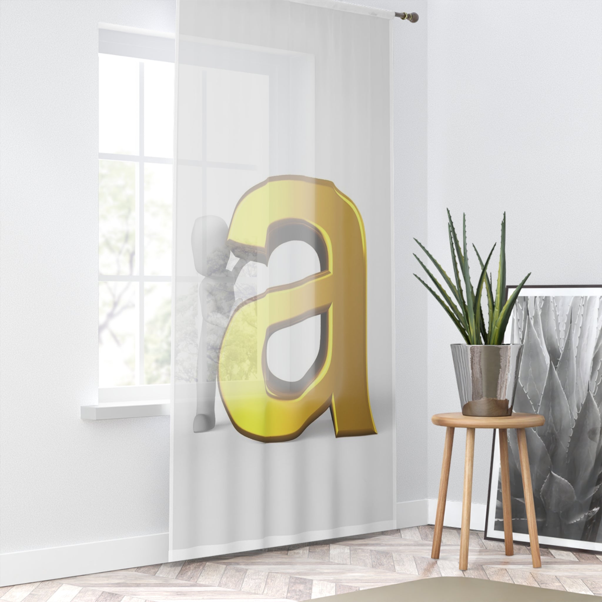 Gold Letter A Curtain | Alphabet Initial Window Curtain