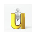 Golden Letter U Character Car Magnet | Alphabet Initial Car Magnet