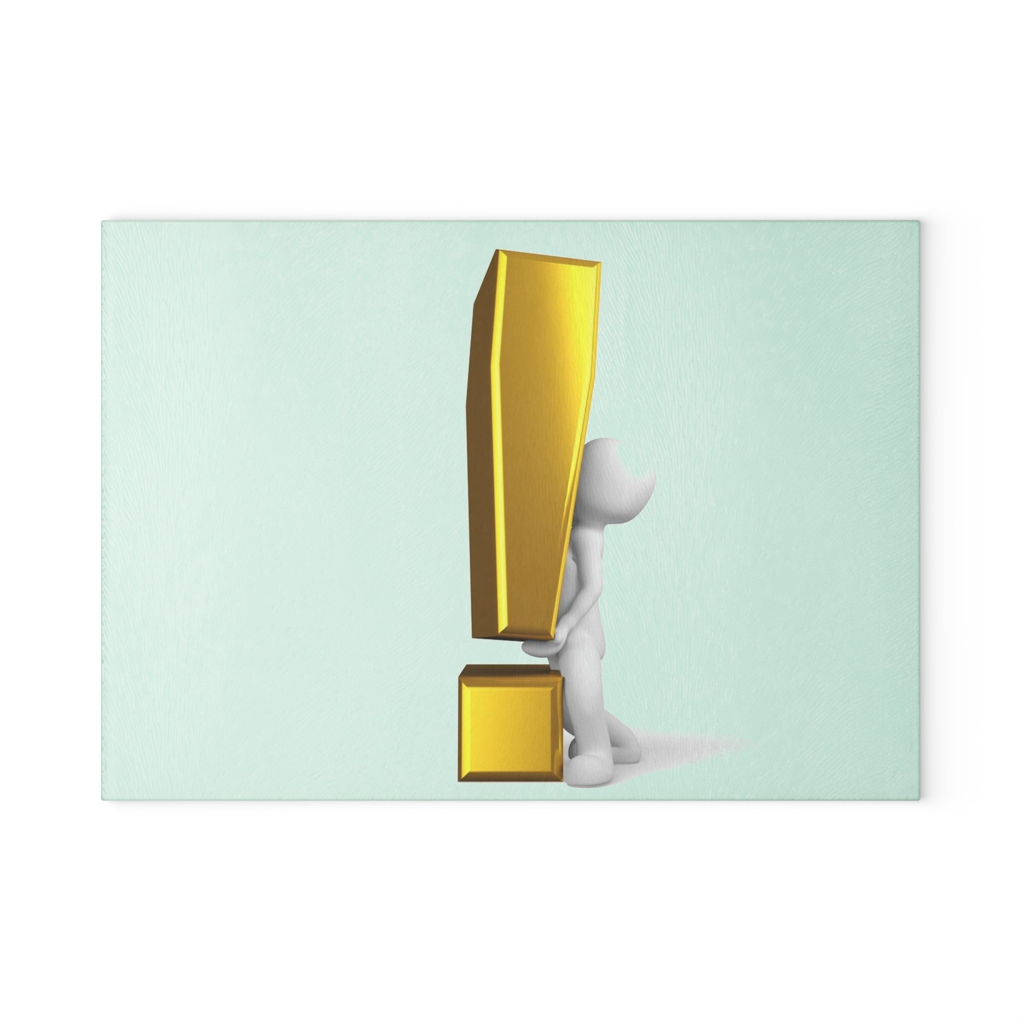 3D Figure with Gold Exclamation Mark Glass Cutting Board | Modern Statement Kitchen Decor